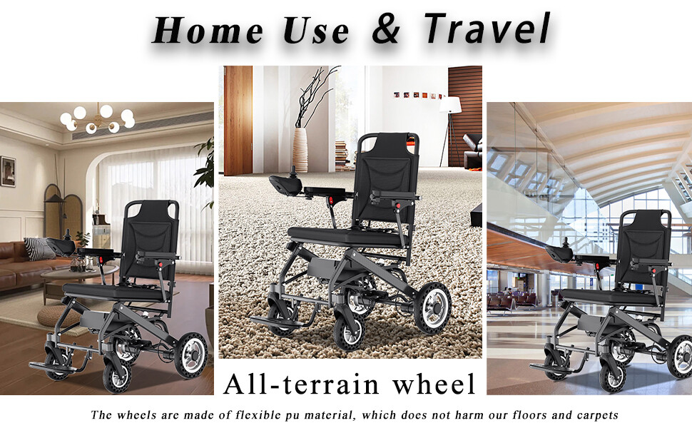 Electric Foldable Lightweight Portable Powerchair Travel Wheelchair All Terrain