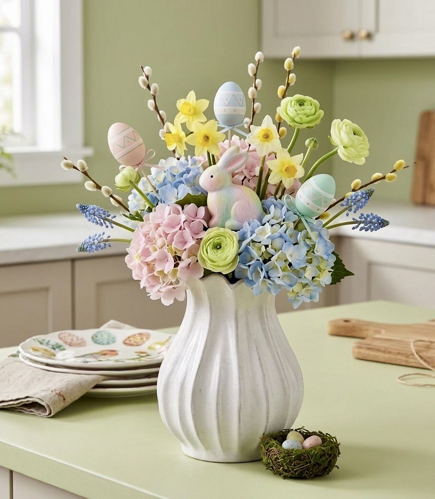 9" Pleated Ceramic Vase Sour Cream - Hearth & Hand with Magnolia NEW-TARGET