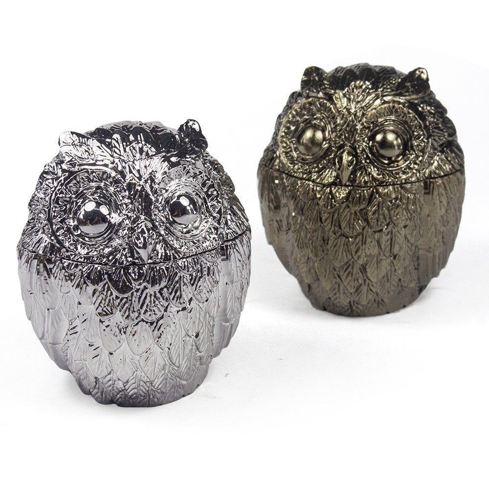 1 Vintage Metal Owl Tobacco Grinder 4 Piece Zinc Teeth Herb Crusher Spice Mill