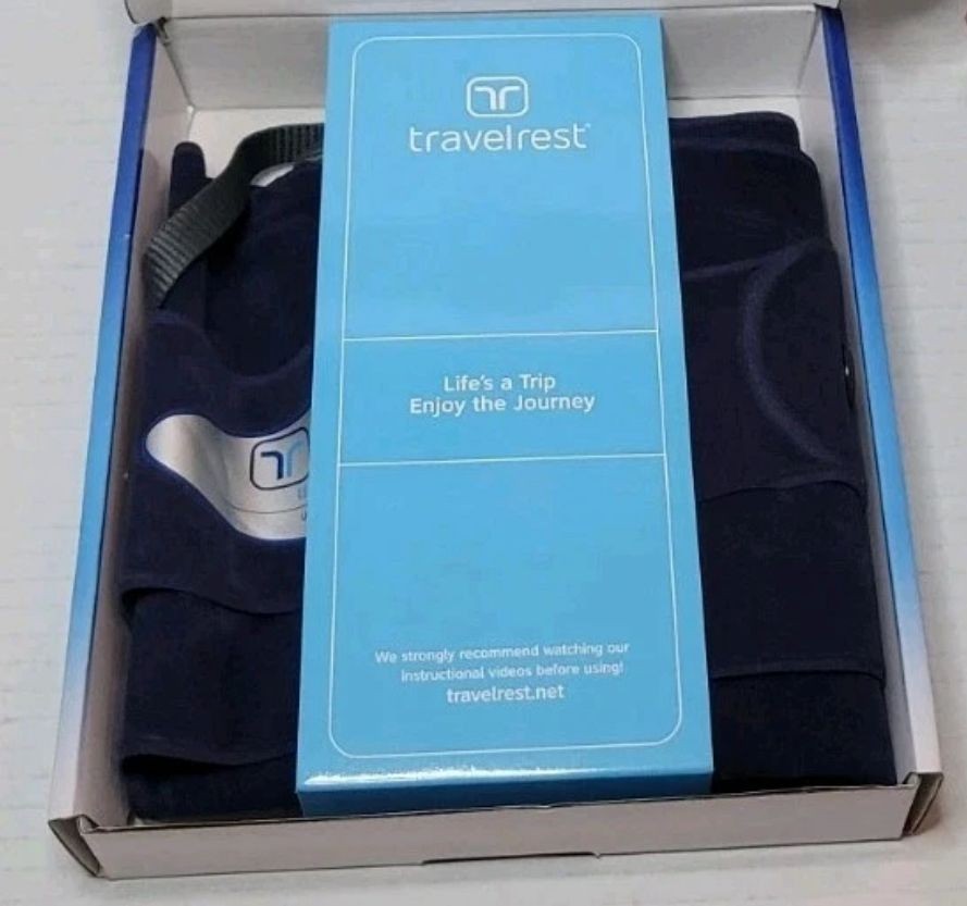 Travelrest Ultimate Inflatable Travel Pillow Neck Head Shoulder Support Blue NEW