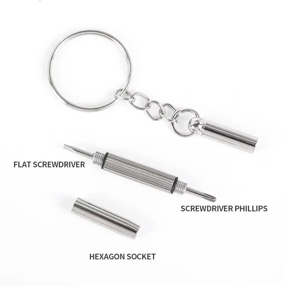 New 3 in 1 Mini Screwdriver Tool Keyring Cell Phone Repair Eyeglasses Sunglasses