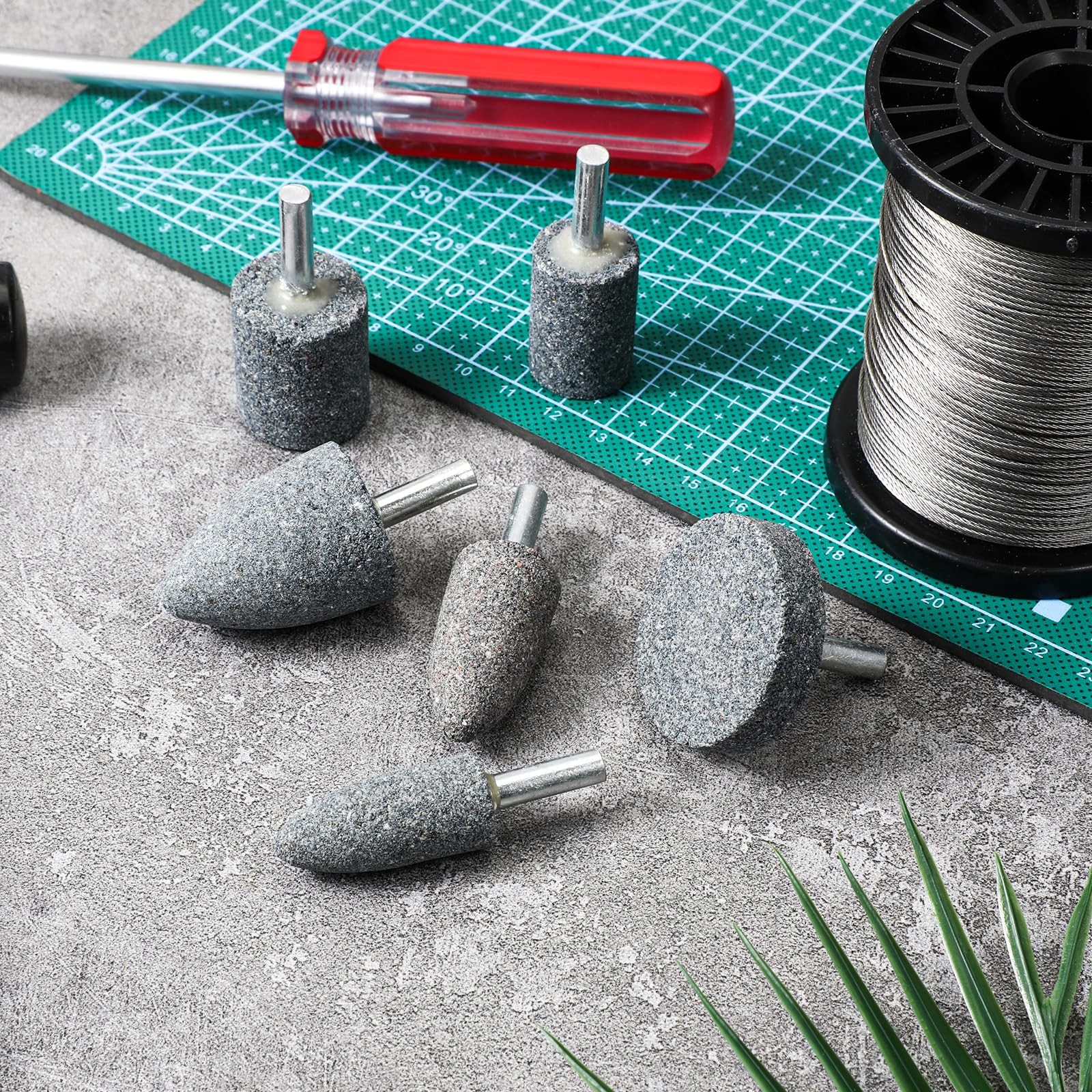 6 PCS Grinding Stones 1/4 Inch 6mm Multi Shaped Head Mounted Stone Abrasive G...