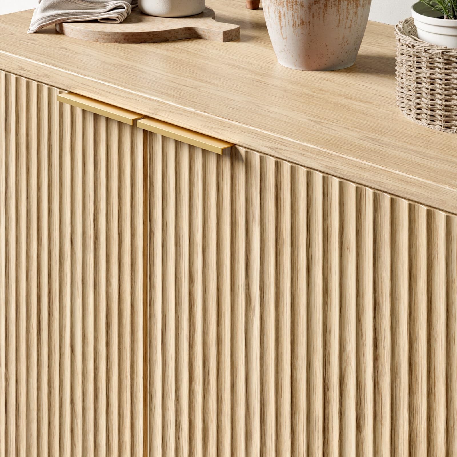 31.5" Oak Buffet Cabinet with Storage Small Sideboard Cabinet