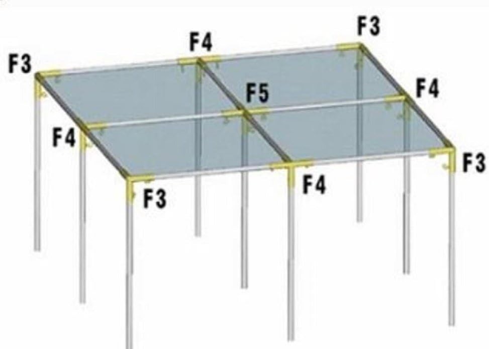3 Way Flat Corner Canopy Fitting in 16 Gauge Steel, Choose Size
