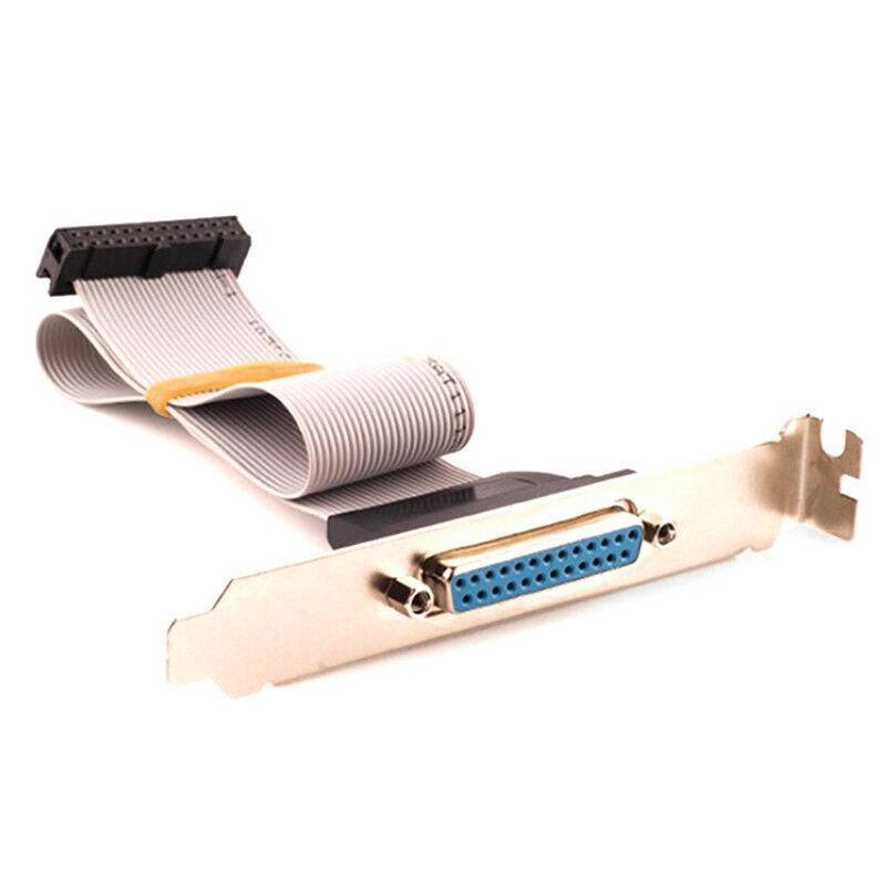 DB25F to IDC26 Parallel Port 12 Inch Ribbon Cable on Bracket