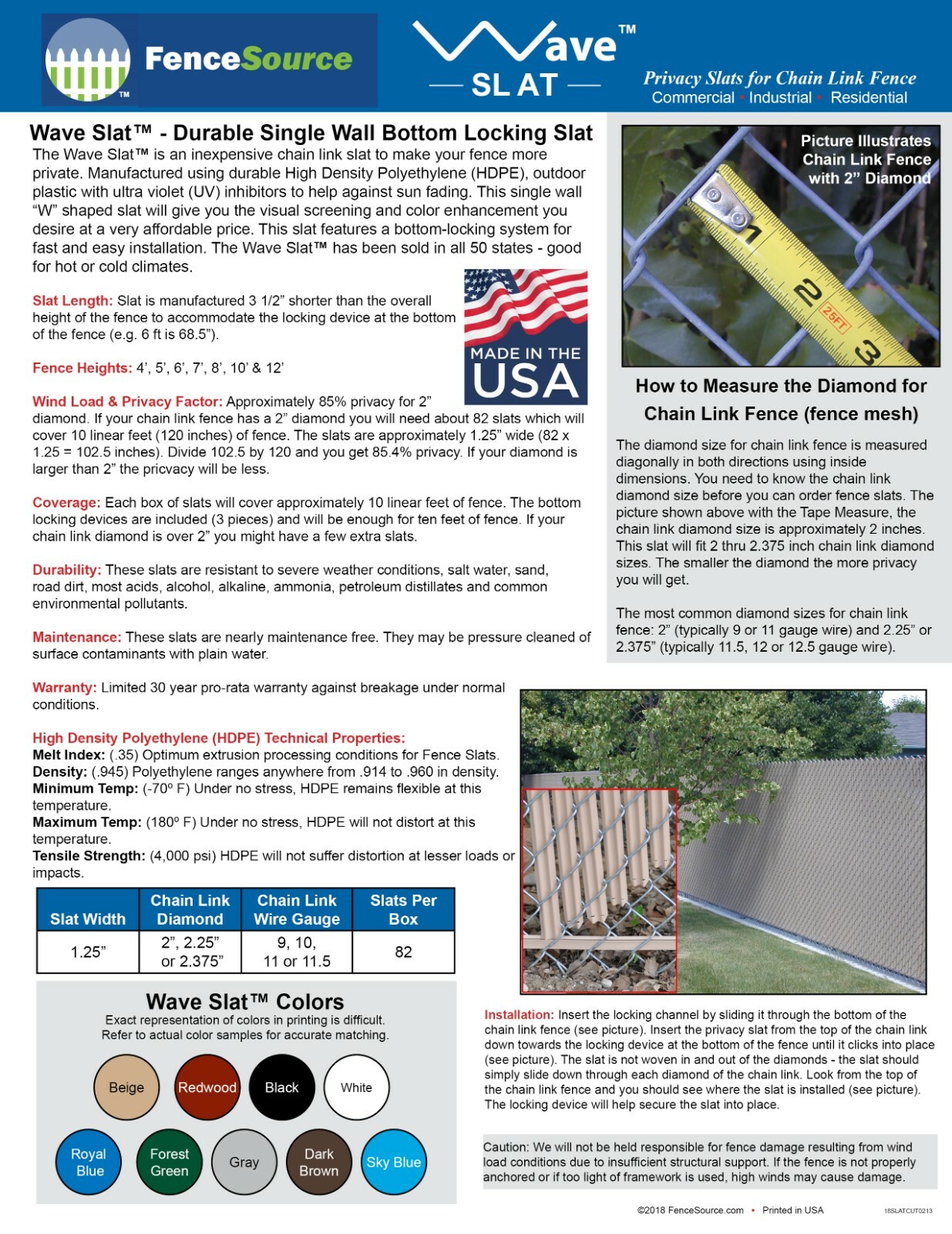 5 ft High Brown Wave Slat™ Single Wall Privacy Chain Link Fence Slats