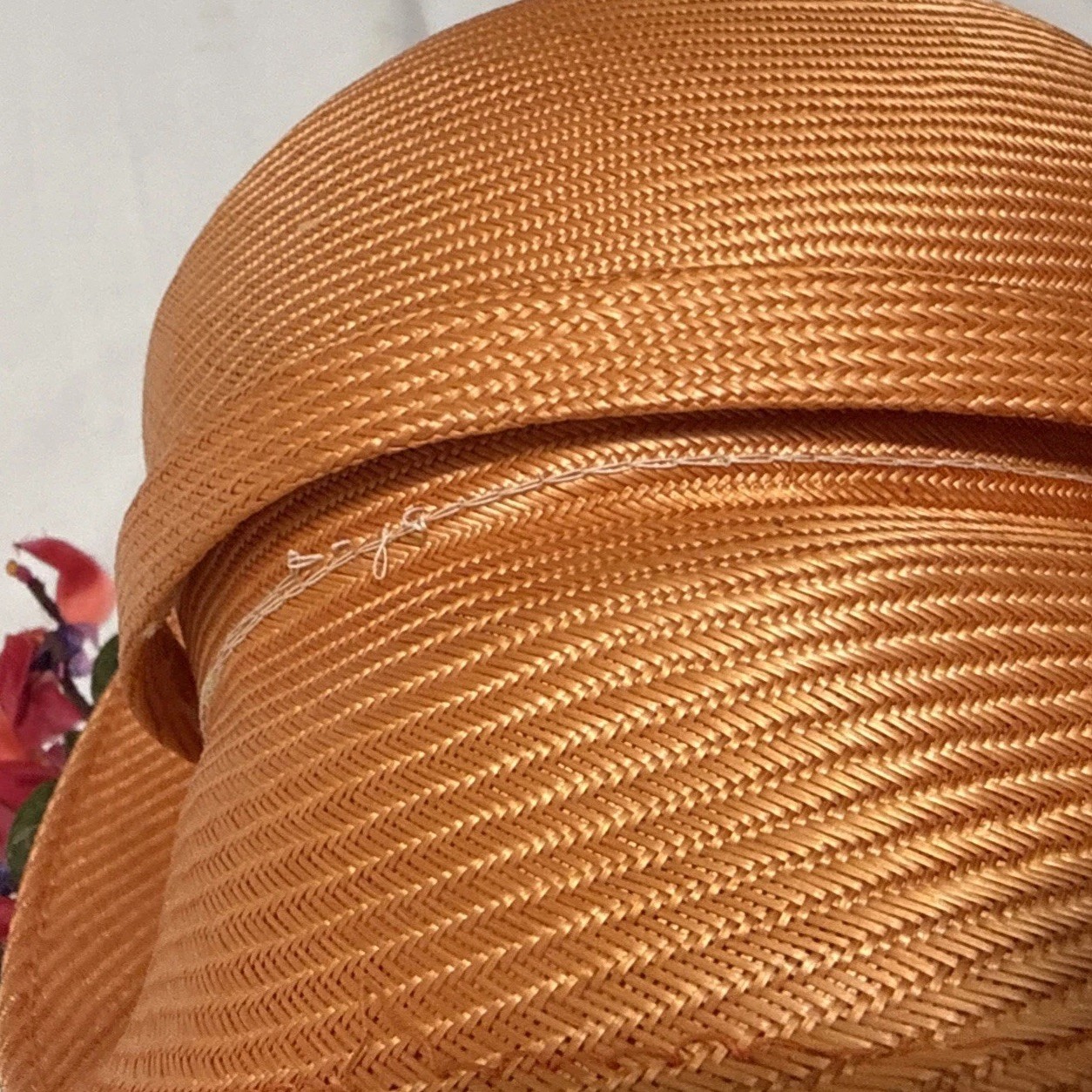 Vintage Jack McConnell Red Feather Edition Hat Floral Boho Derby Designer EUC