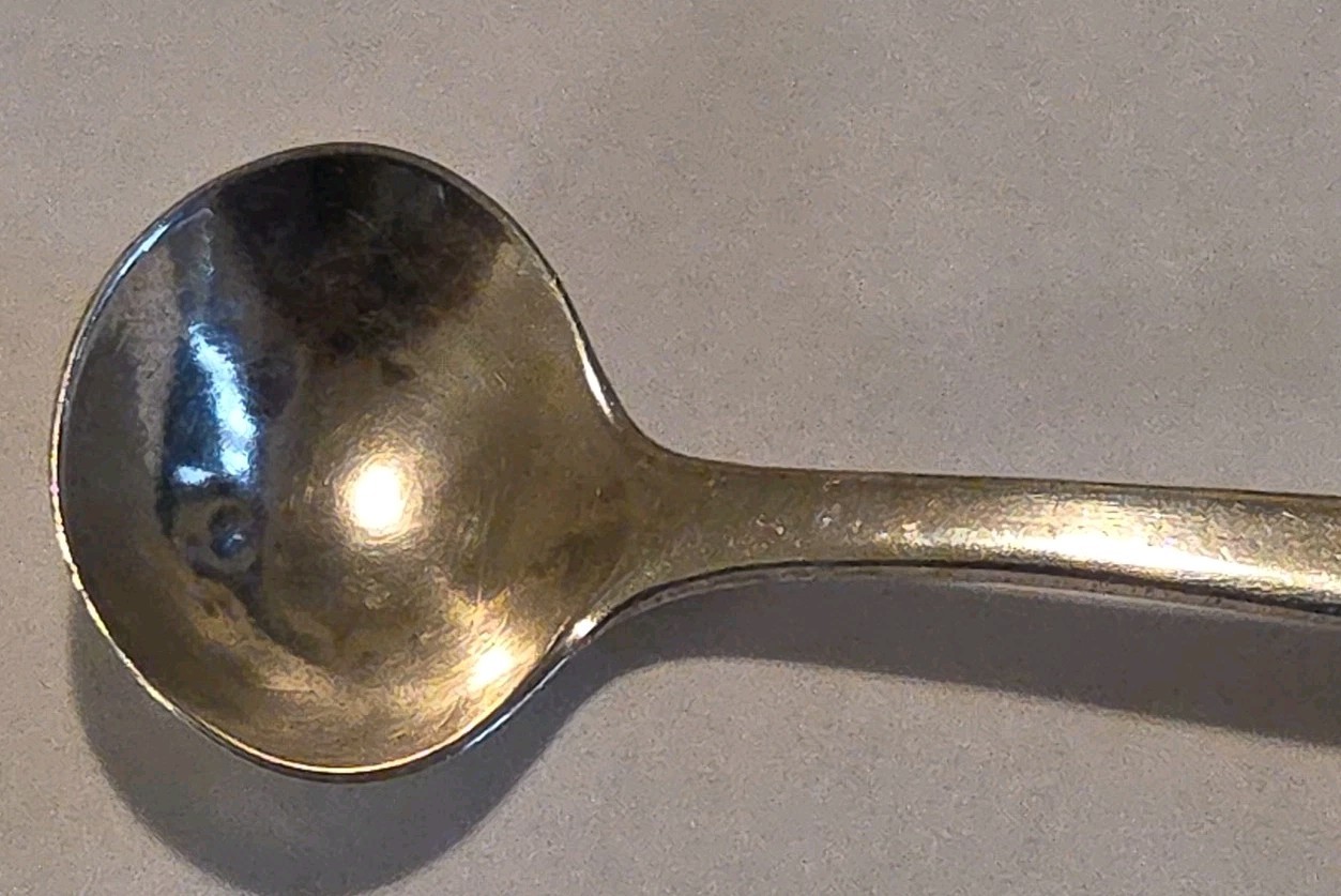 2 Antique American Coin Silver Salt Cellar Spoons 19th Century