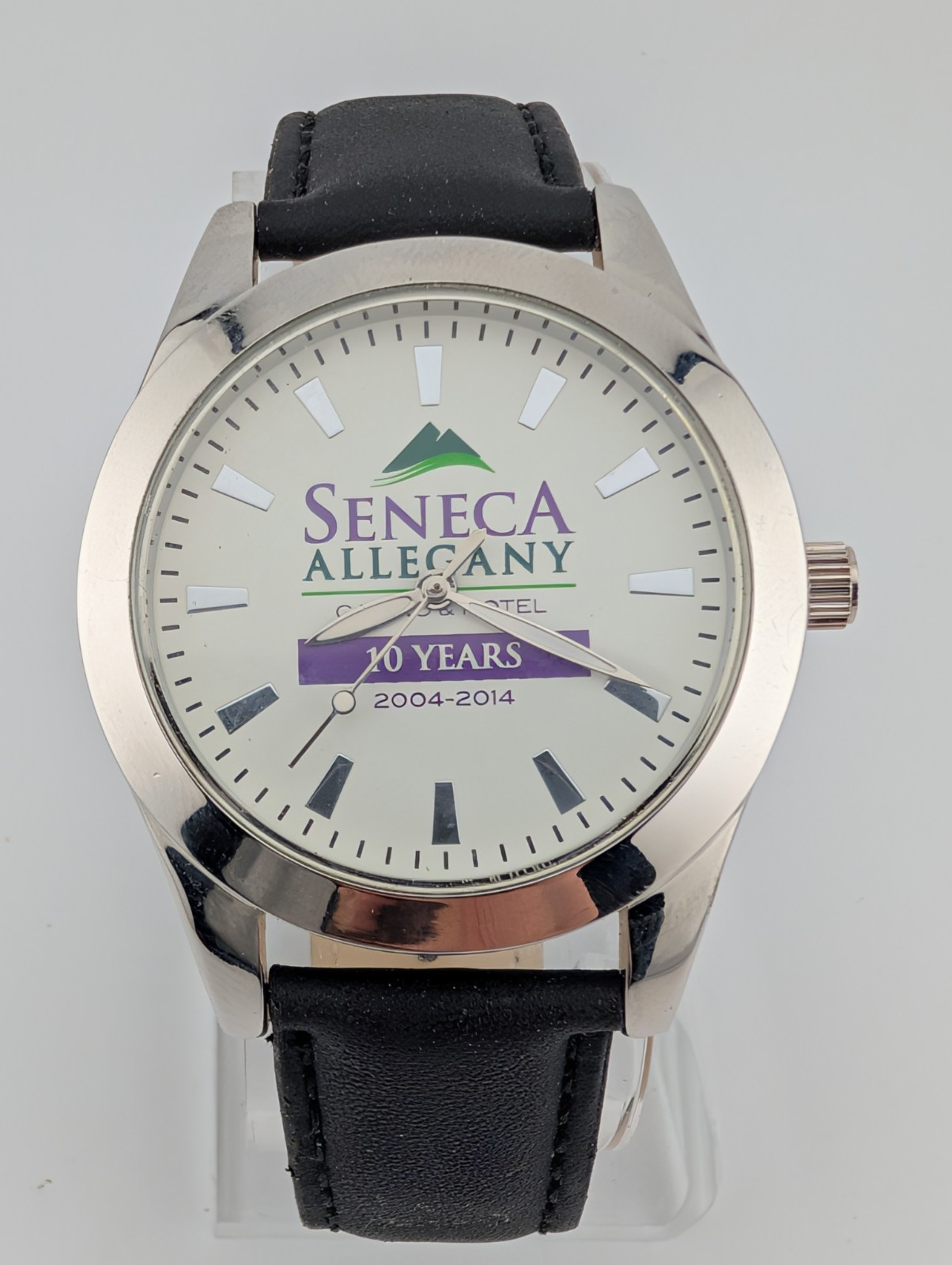 Seneca Allegany Casino Watch 2004-2014 Men Black Leather Band- New Battery