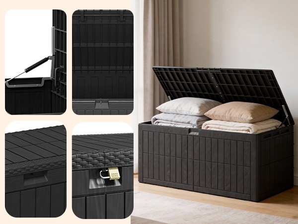 Outdoor Storage Deck Box Resin Chest Bin Patio for Garden 220 Gal WaterProof