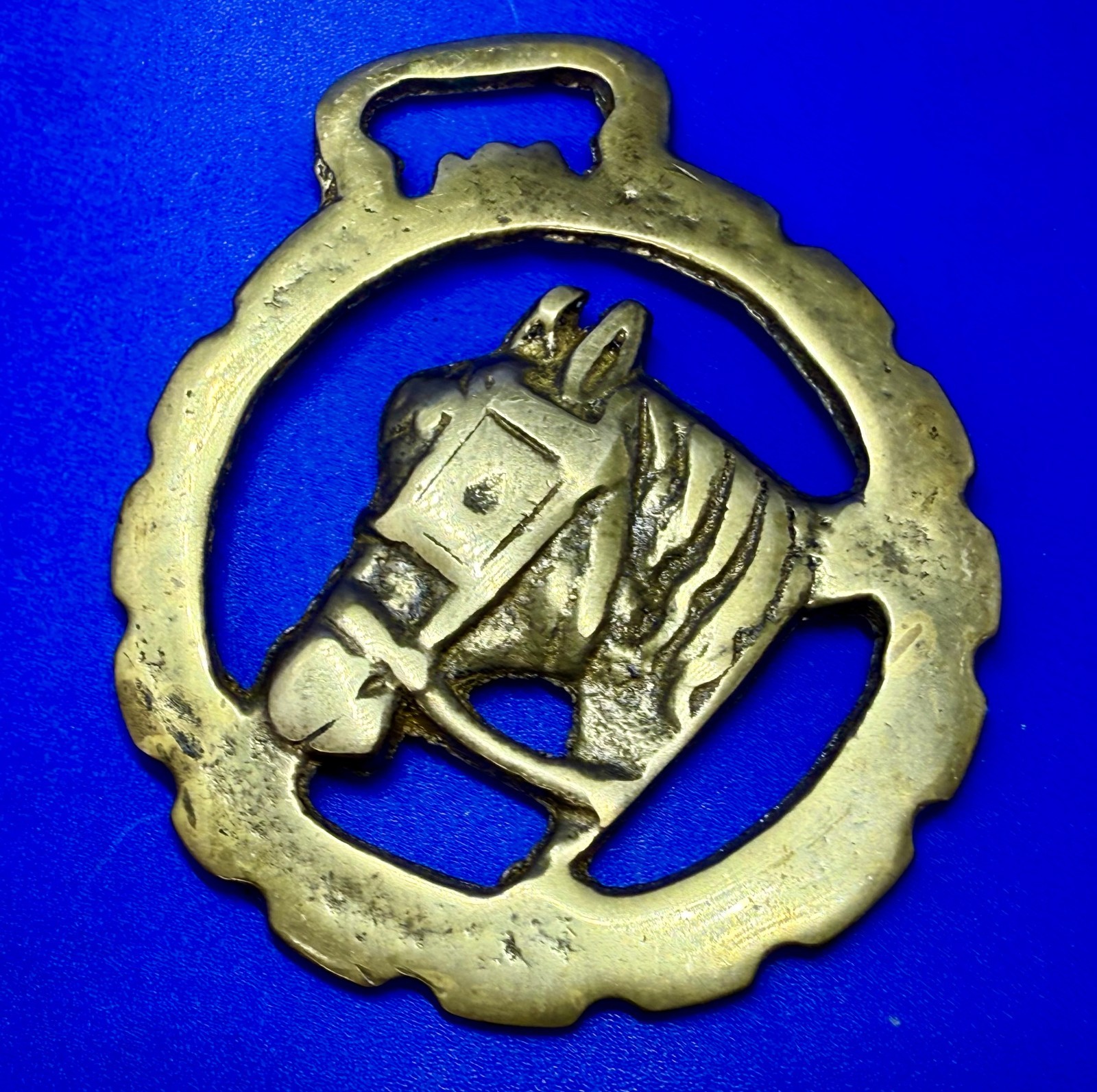 Horse Head with Blinkers Openwork Bridle Harness Saddle Medallion