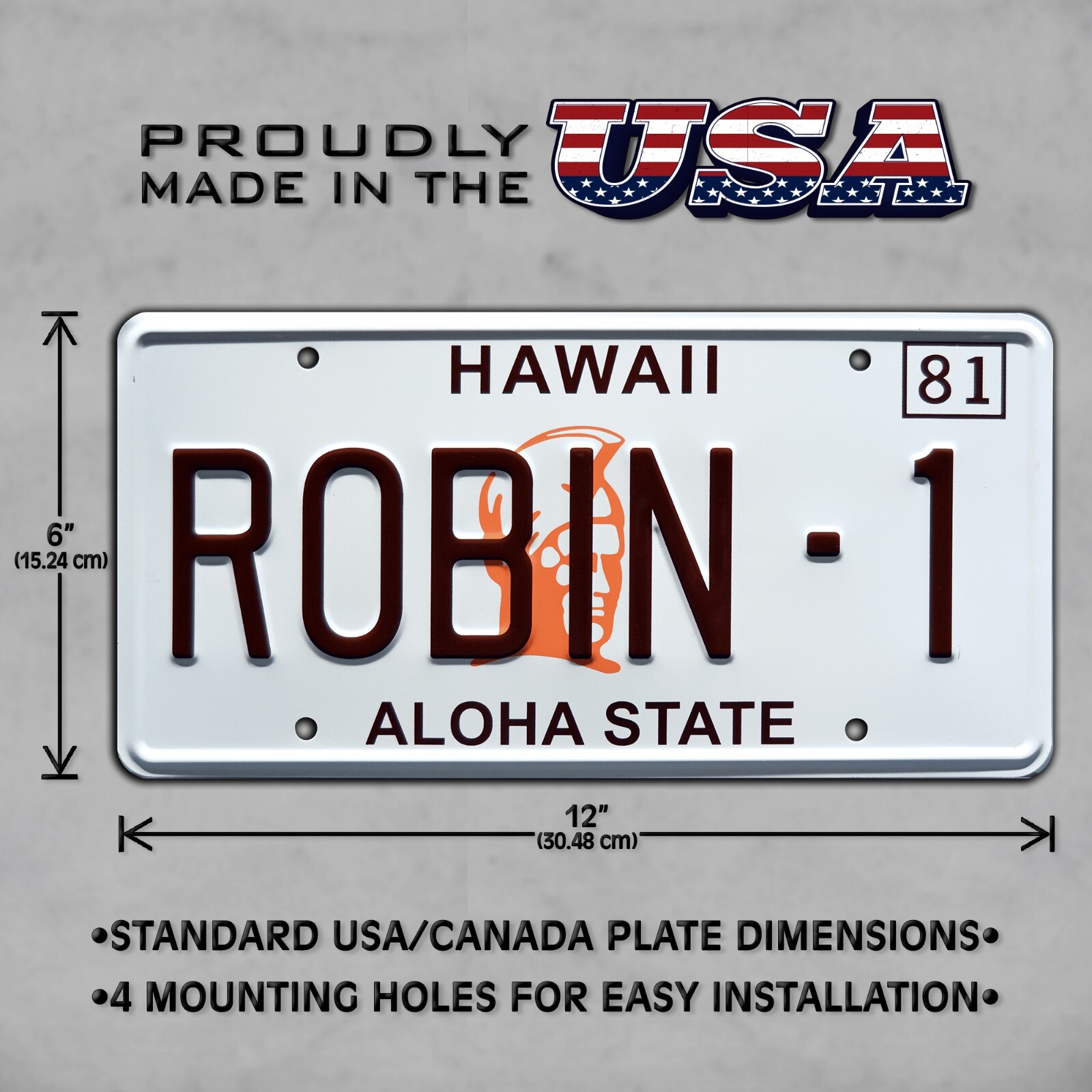 Magnum PI | Ferarri | Tom Selleck | ROBIN-1 | STAMPED Replica Prop License Plate