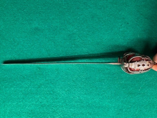 QUALITY SCOTTISH STERLING SILVER BASKET HILT SWORD LETTER OPENER, 1902-3 (792)