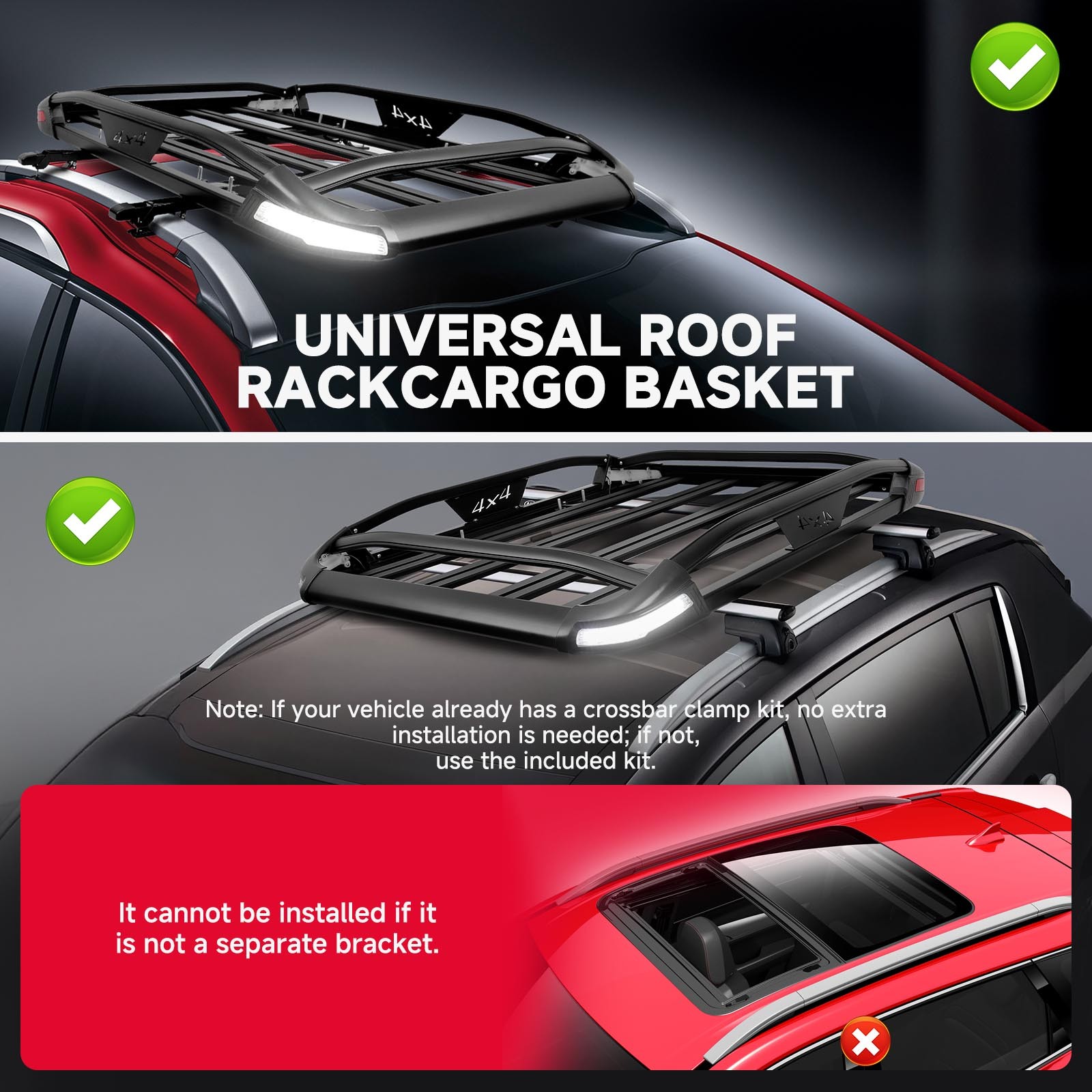 For Scion xA xB 50x38" Roof Rack Cross Bars Cargo Luggage Basket Carrier w/Light