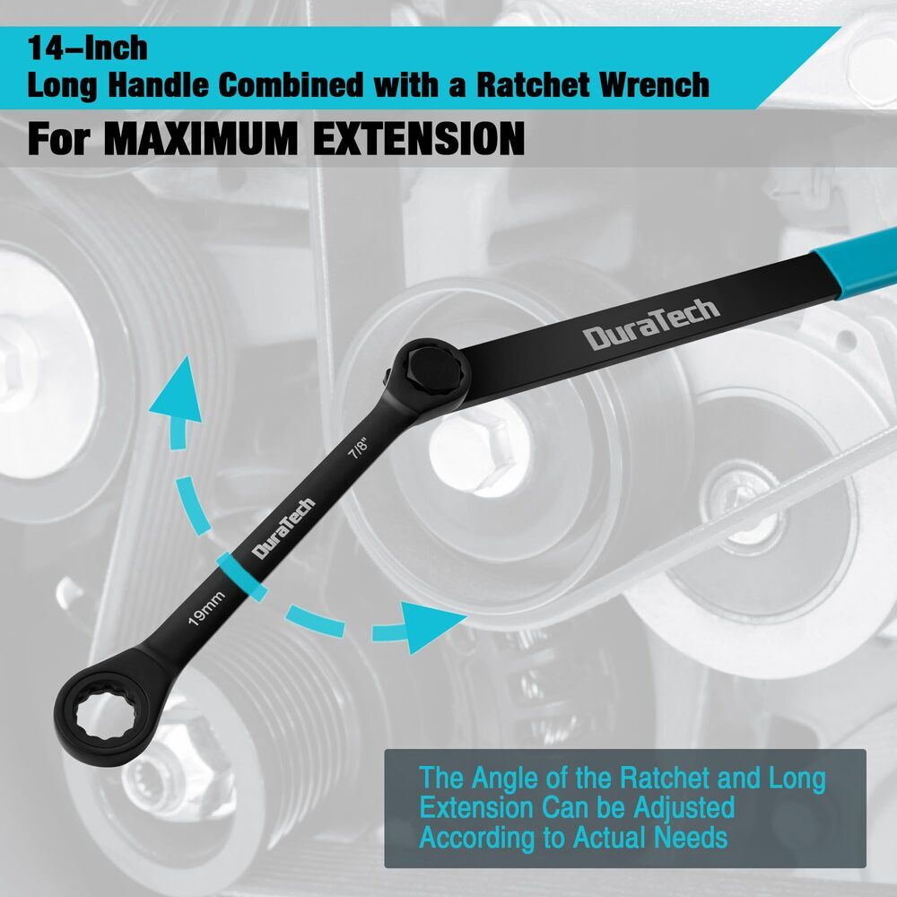 DURATECH Universal Ratcheting Serpentine Belt Tool Set 15PCS Belt Tensioner Tool