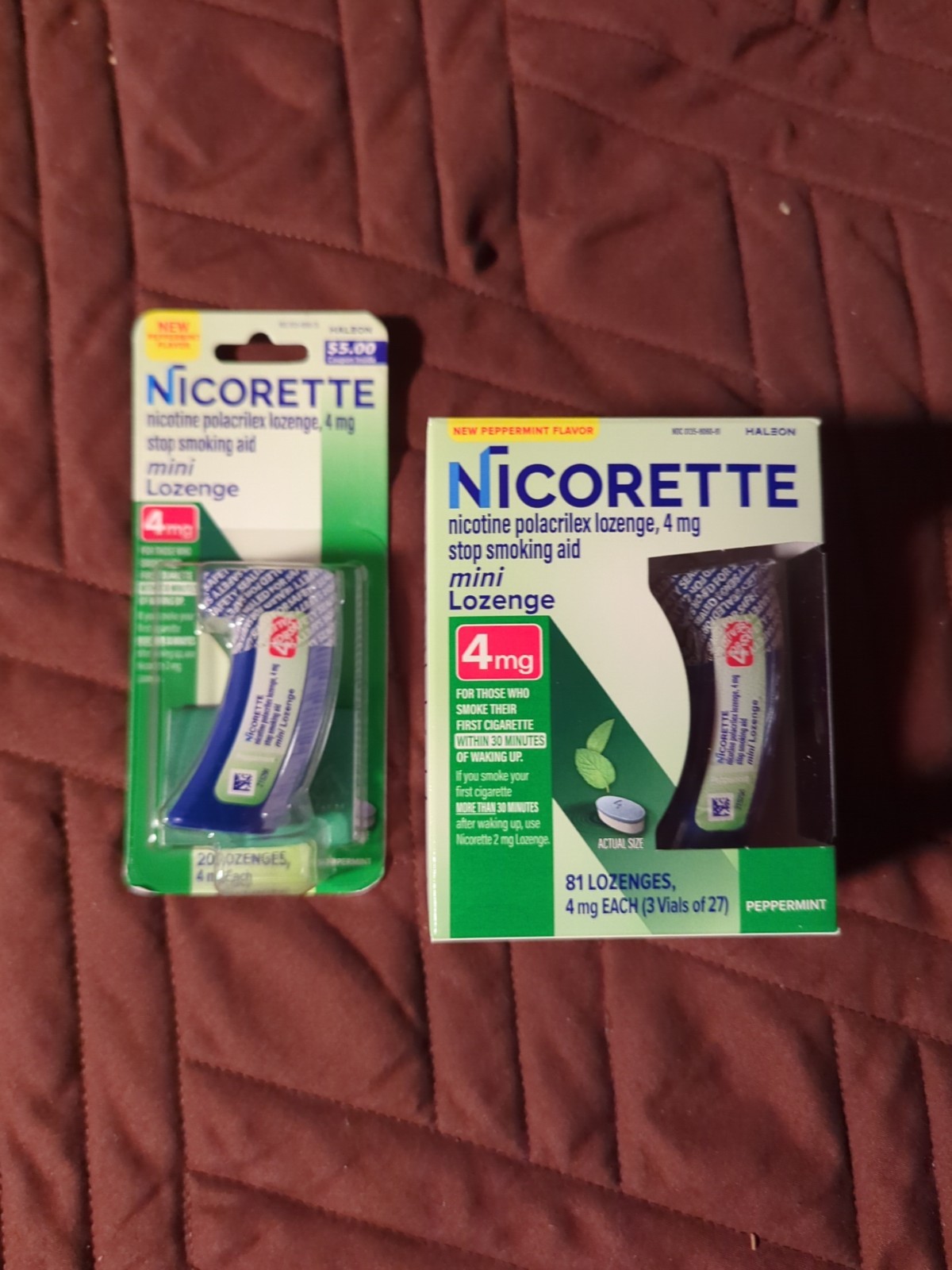 101 Nicorette Mini Nicotine Lozenges Stop Smoking Aid 4mg Peppermint