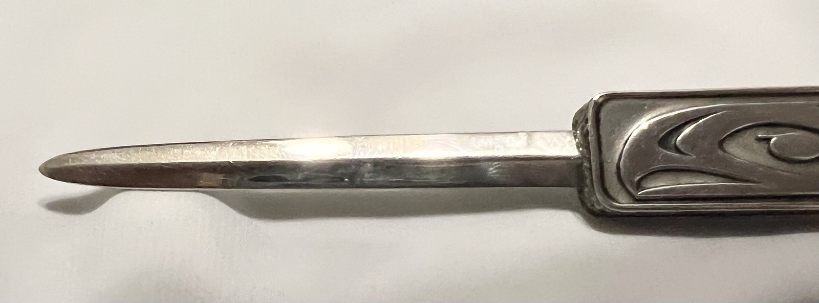 NATIVE AMERICAN GITXSAN Artist DANIEL YUNKWS Silver Metal LETTER OPENER Canada