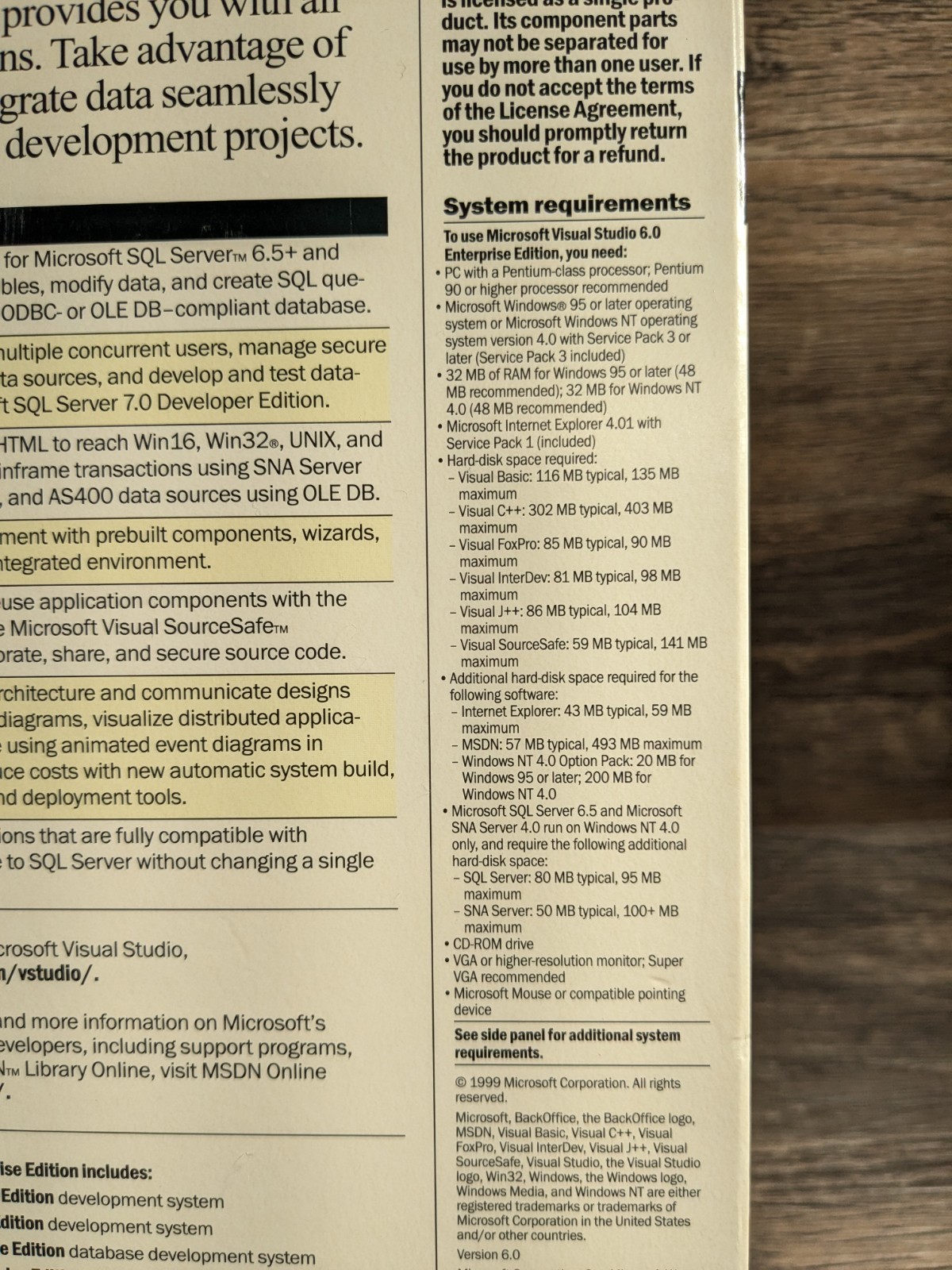 Microsoft Visual Studio 6.0 Enterprise Edition 628-00404 Retail Box Complete NOB