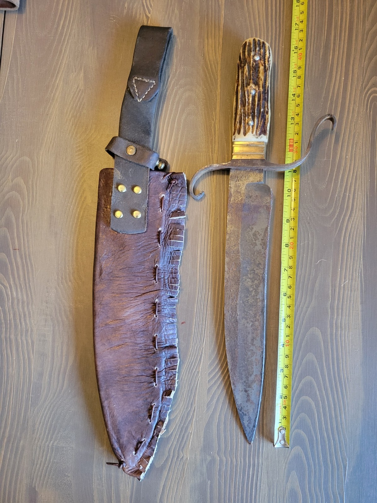 LARGE! Civil War "Style" Stag Handle Bowie Knife w/Custom Sheath!