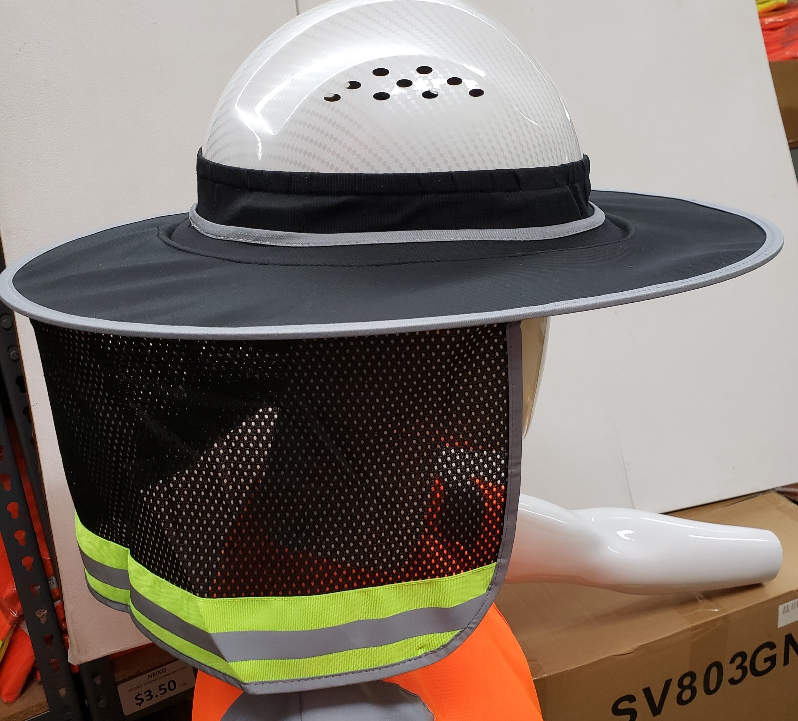 FX SAFETY HARD HAT NECK SHIELD HELMET SUN SHADE HI VIS REFLECTIVE STRIPE