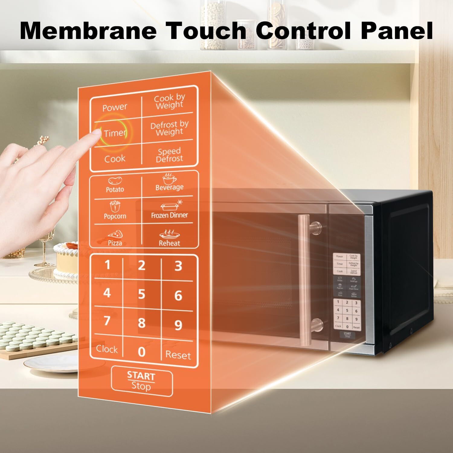 Countertop Microwave Oven 700W 10 Power Levels 6 Auto Menus Child Safety Lock