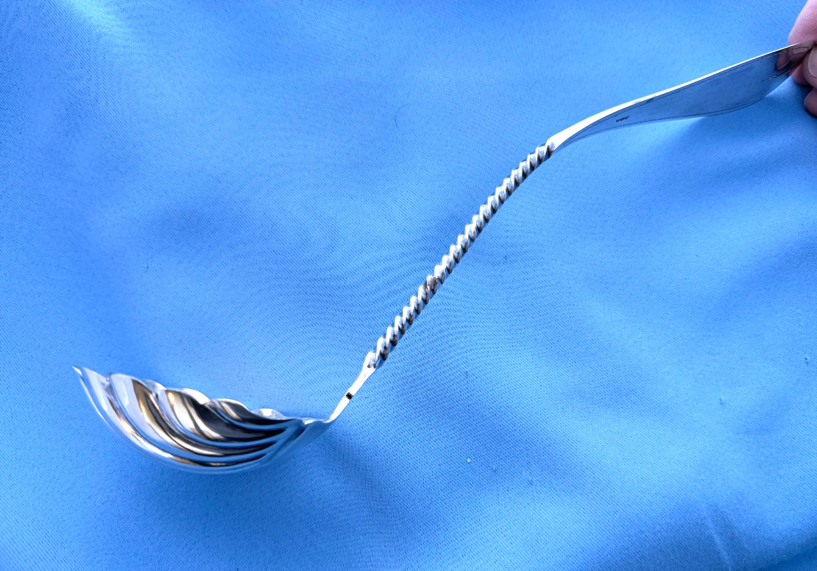 Francis Bunnell Coin Silver Soup Ladle Light Gold Wash No Mono 12 In 116 Gr