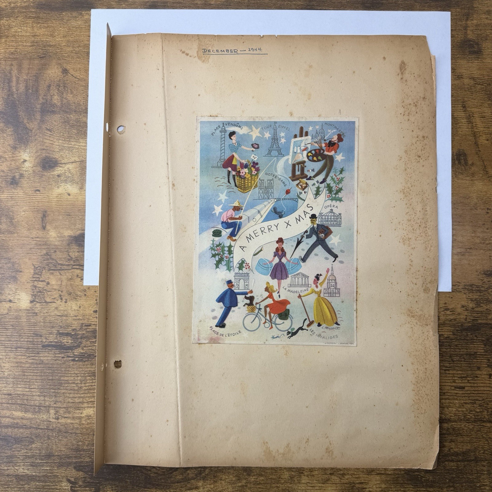 WWII 1944-1945 Scrapbook Page Brooklyn Hotel Bossert Napkin Navy Sailor Photos