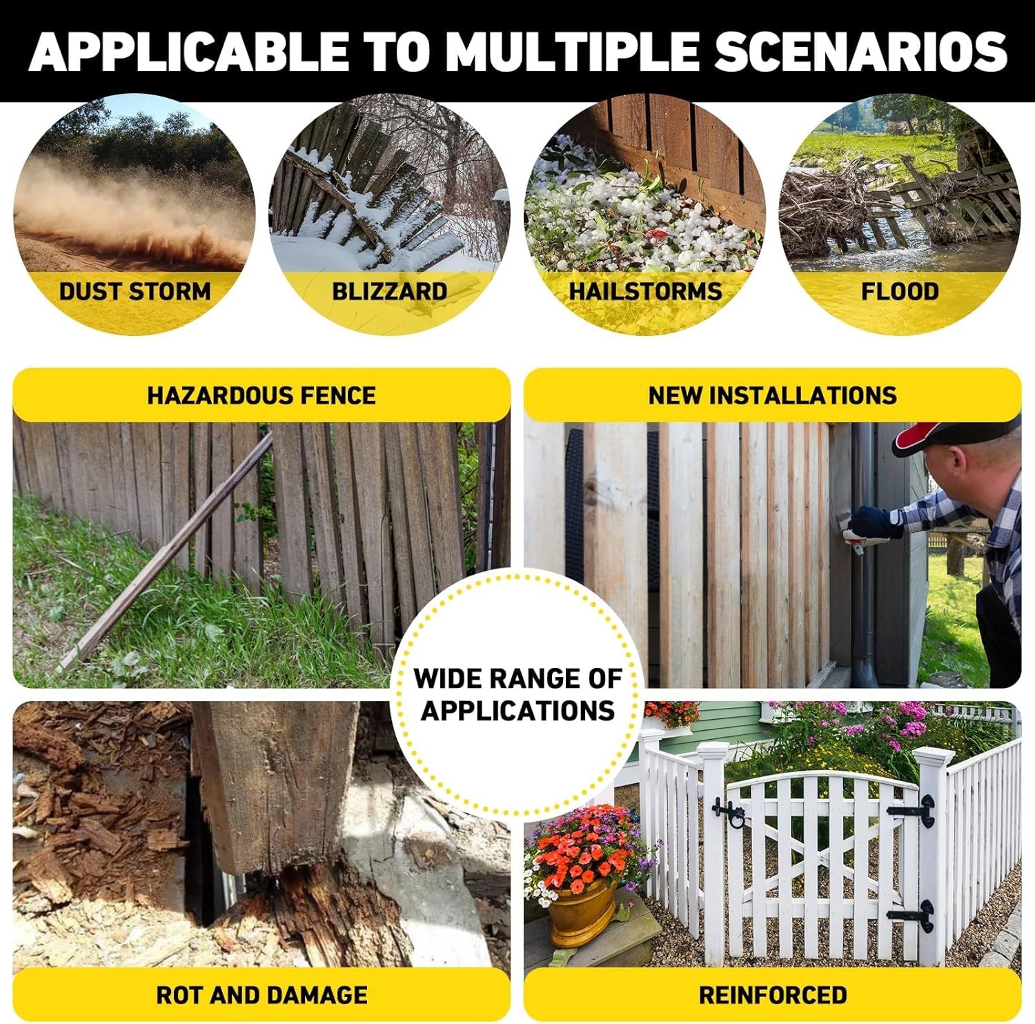 2/4/6/8PCS Thickened Fence Post Repair Kit Stakes Heavy Duty Fence Post Anchor