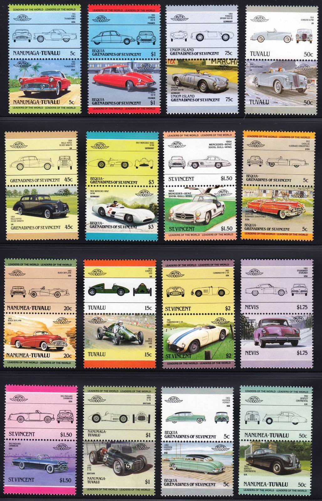 500 DIFFERENT CARS Auto 100 Leaders of the World MNH Mint Car Stamp Collection