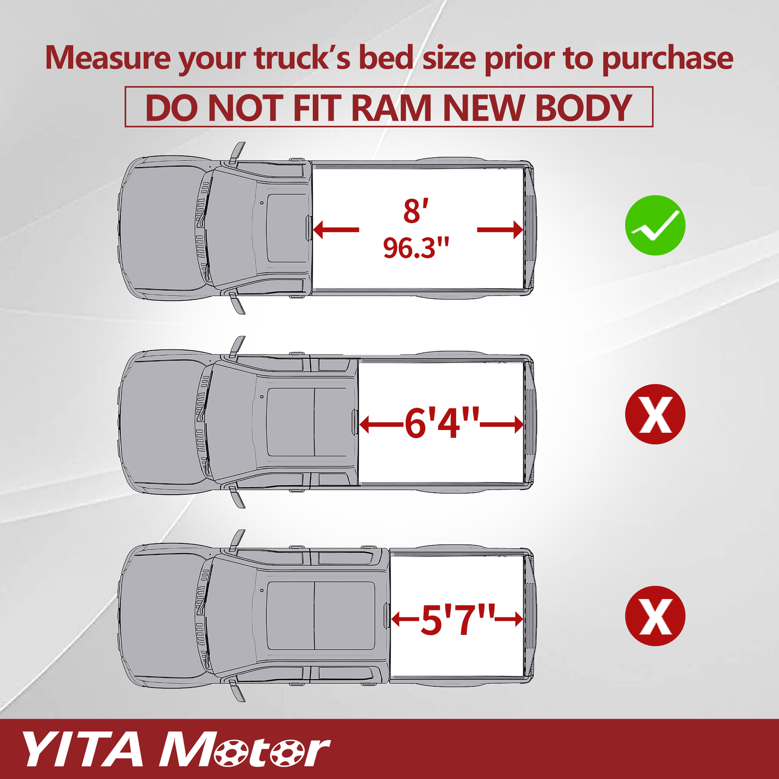 8ft 96" Bed Tonneau Cover Soft Roll Up for 02-24 Dodge Ram 1500 2500 3500 w/ Led