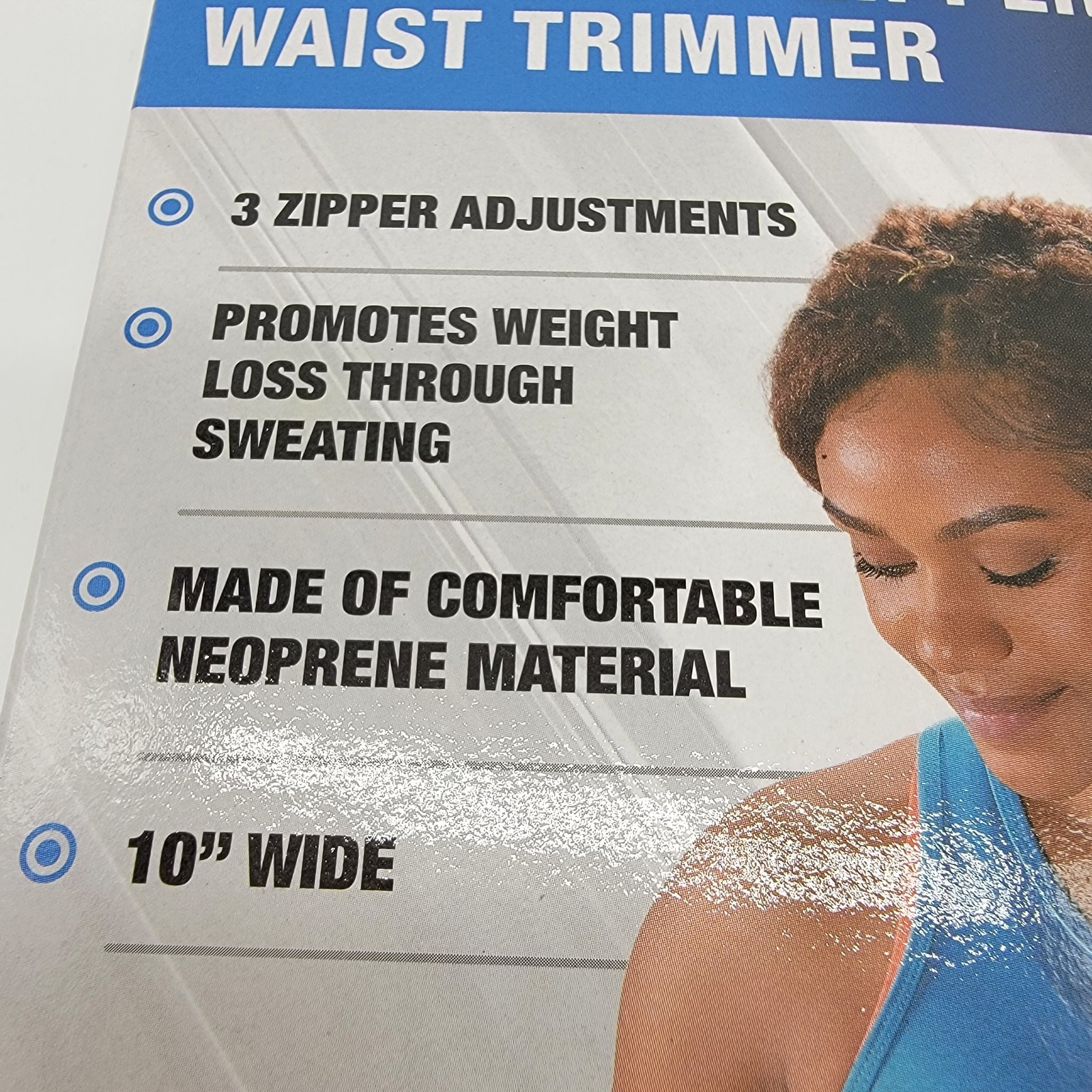 Stamina Waist Trimmer Adjustable Zipper Women Black 10" Wide, Waist 28 to 36"