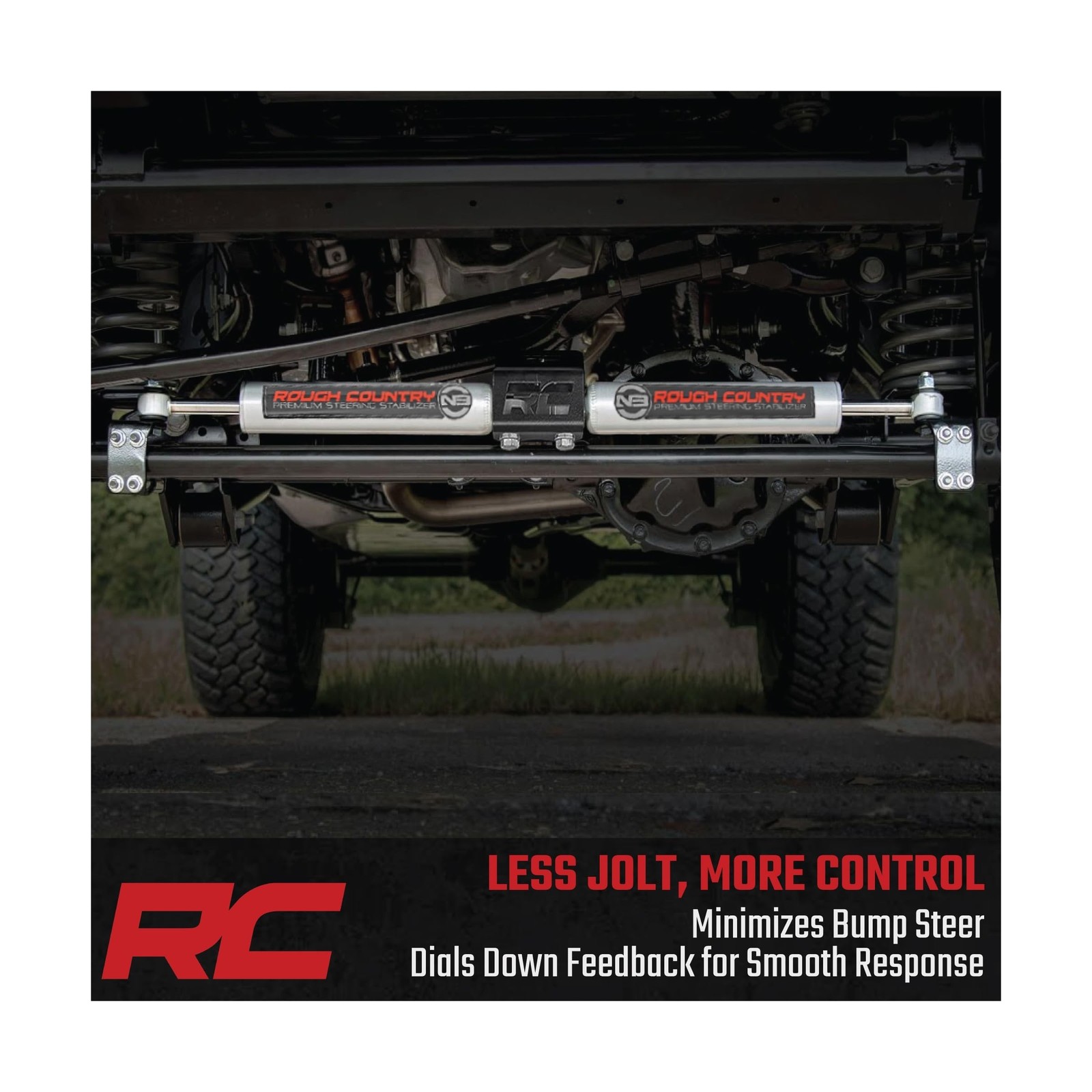 Rough Country N3 Dual Steering Stabilizer for 07-18 Jeep Wrangler JK - 8734930