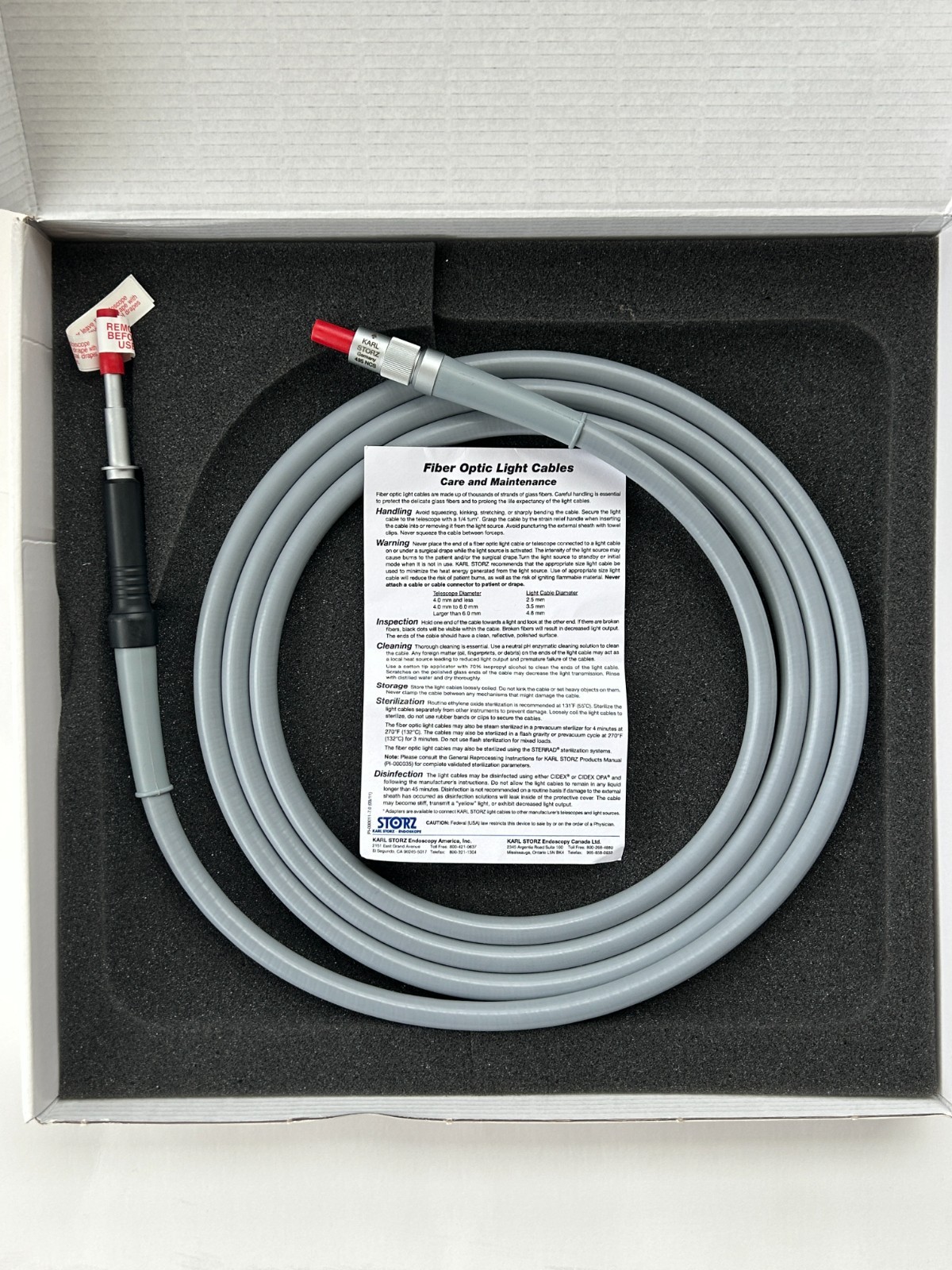 Karl Storz 495NCS Fiber Optic Light Cable 4.8mm x 250cm