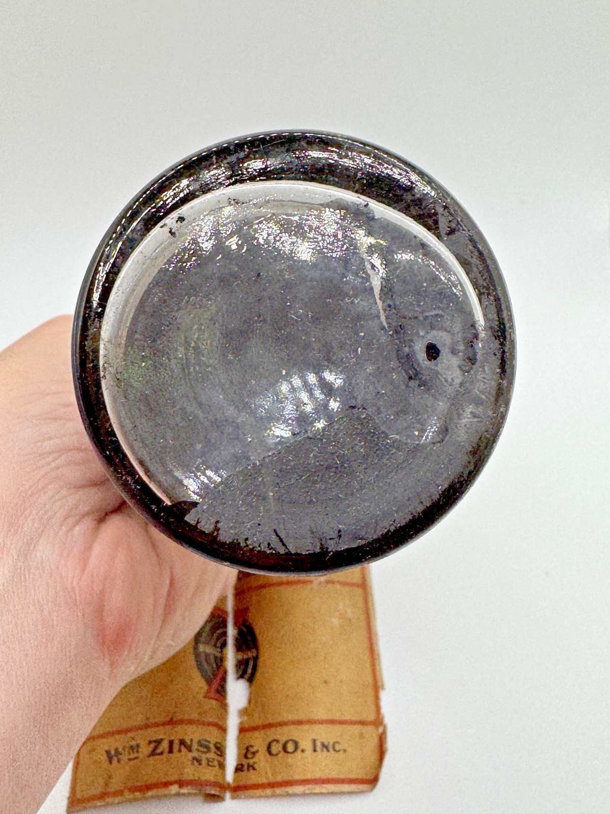 RARE! Antique Ink Bottle Wm. Zinsser New York Antique Black w/Original Label