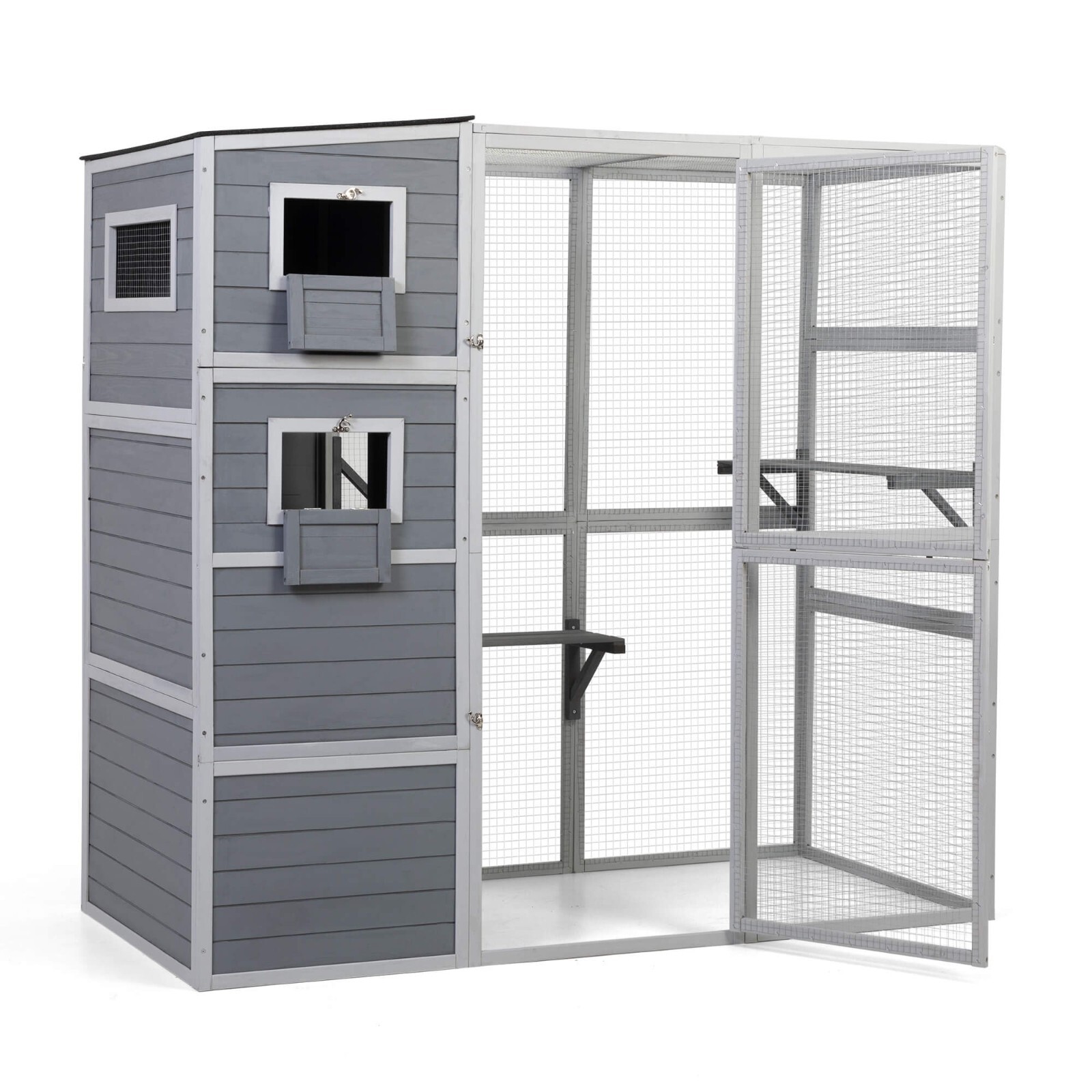 4-Tier Cat Playpen Outdoor Cat House Catio Enclosure with Resting Box, Platforms