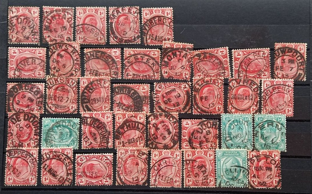 CAPE OF GOOD HOPE / NATAL / TRANSVAAL 37 STAMPS WITH INTERPROVINCIAL POSTMARKS