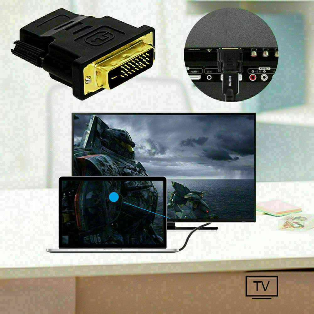 DVI-D Male (24+1 pin) to HDMI Female (19-pin) HD HDTV Monitor Display Adapter