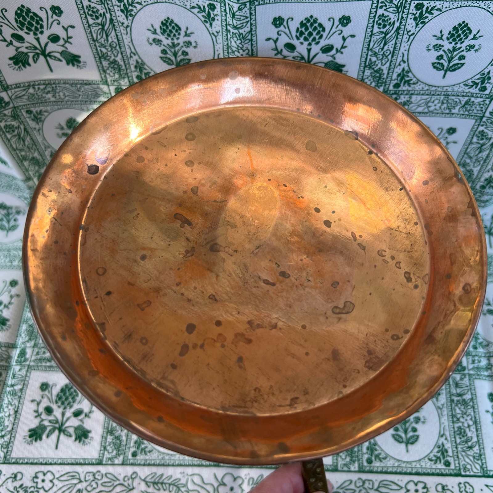 Vintage 1950s Hammered Copper Pitcher Jug Brass Handle Rustic Kitchen Decor