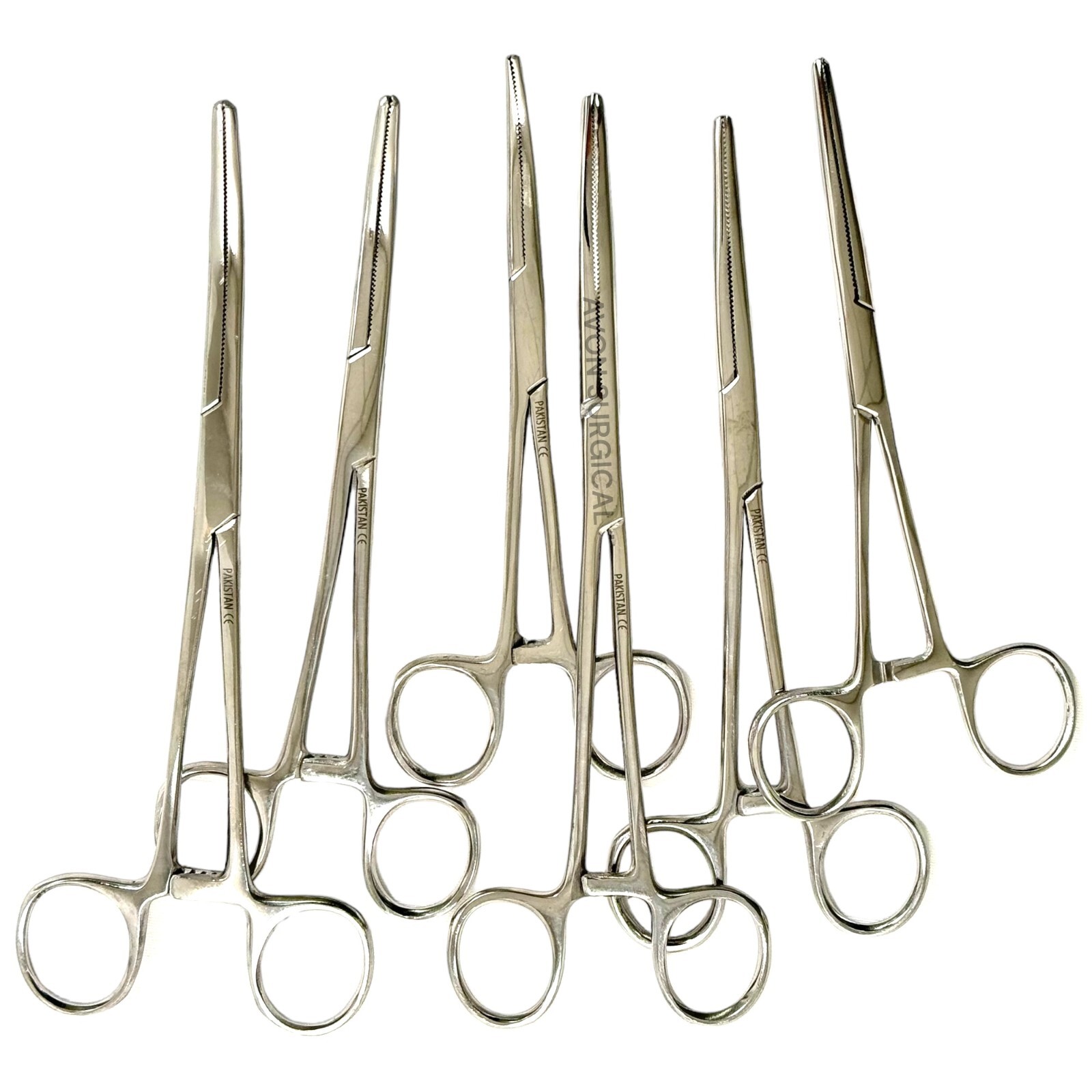 6 Count - Straight and Curved Hemostat Forceps 6.25" + 7.25" + 8" Ratcheting
