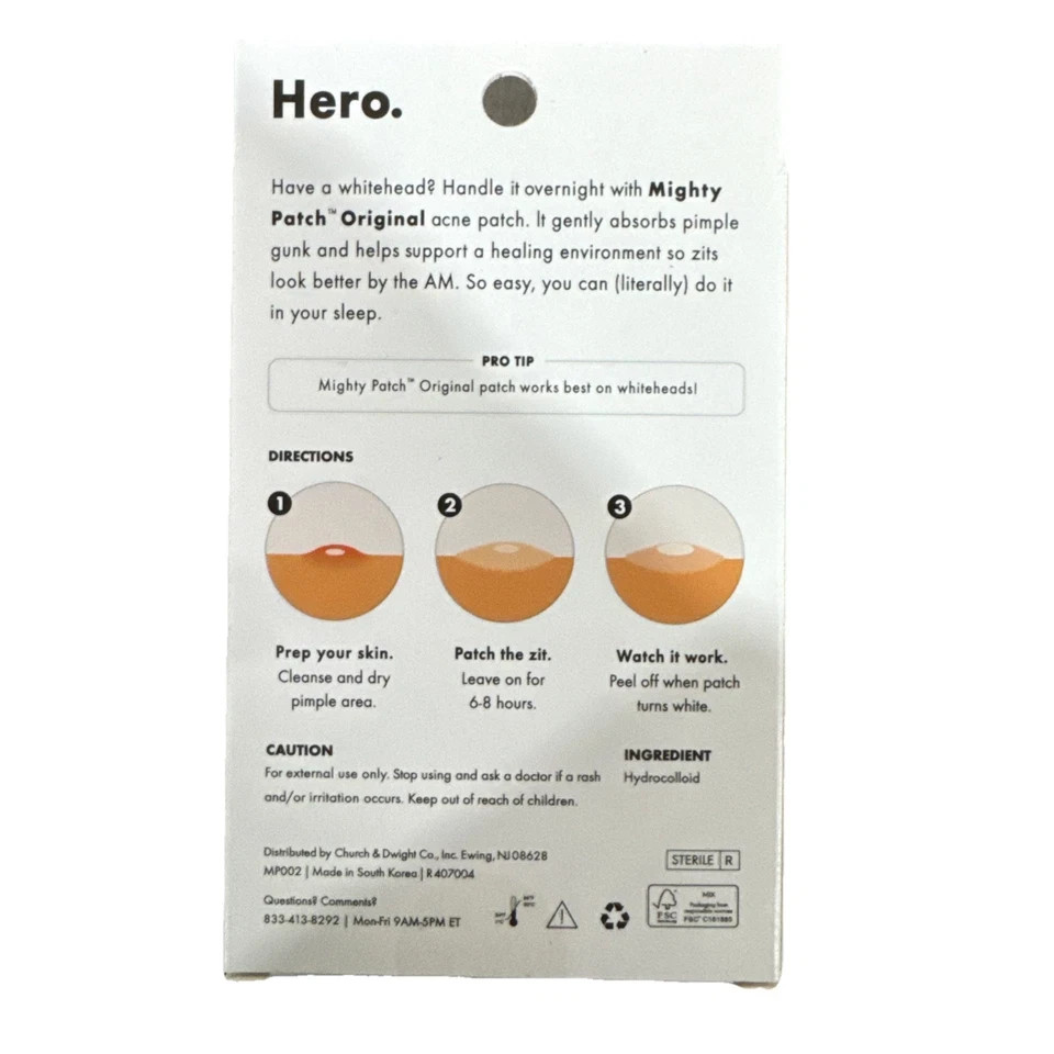 Mighty Patch Original Hero Cosmetic Hydrocolloid Acne Pimple 72 Patches
