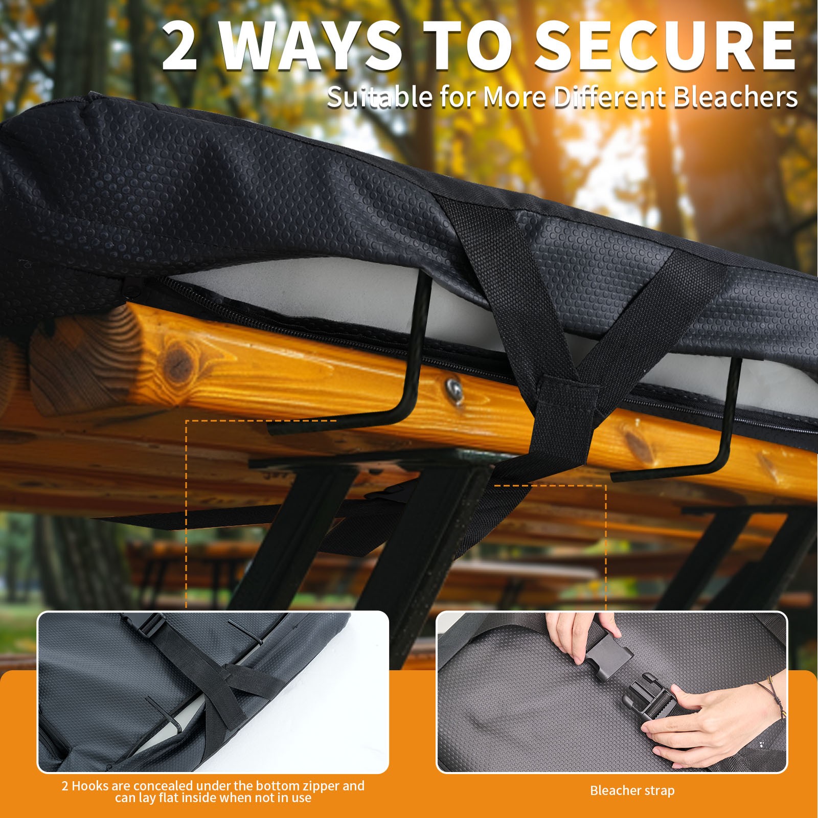 H&ZT Heated Stadium Seat for Bleachers with Back Support Standard / XXL Size