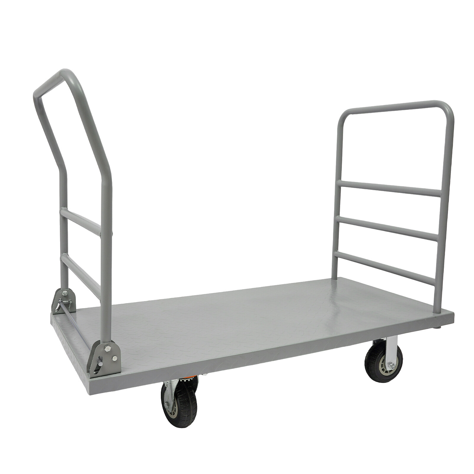 2000lbs Steel Platform Truck 48x24x36" Hand Push Flat Cart 2 Casters w/ Brake US