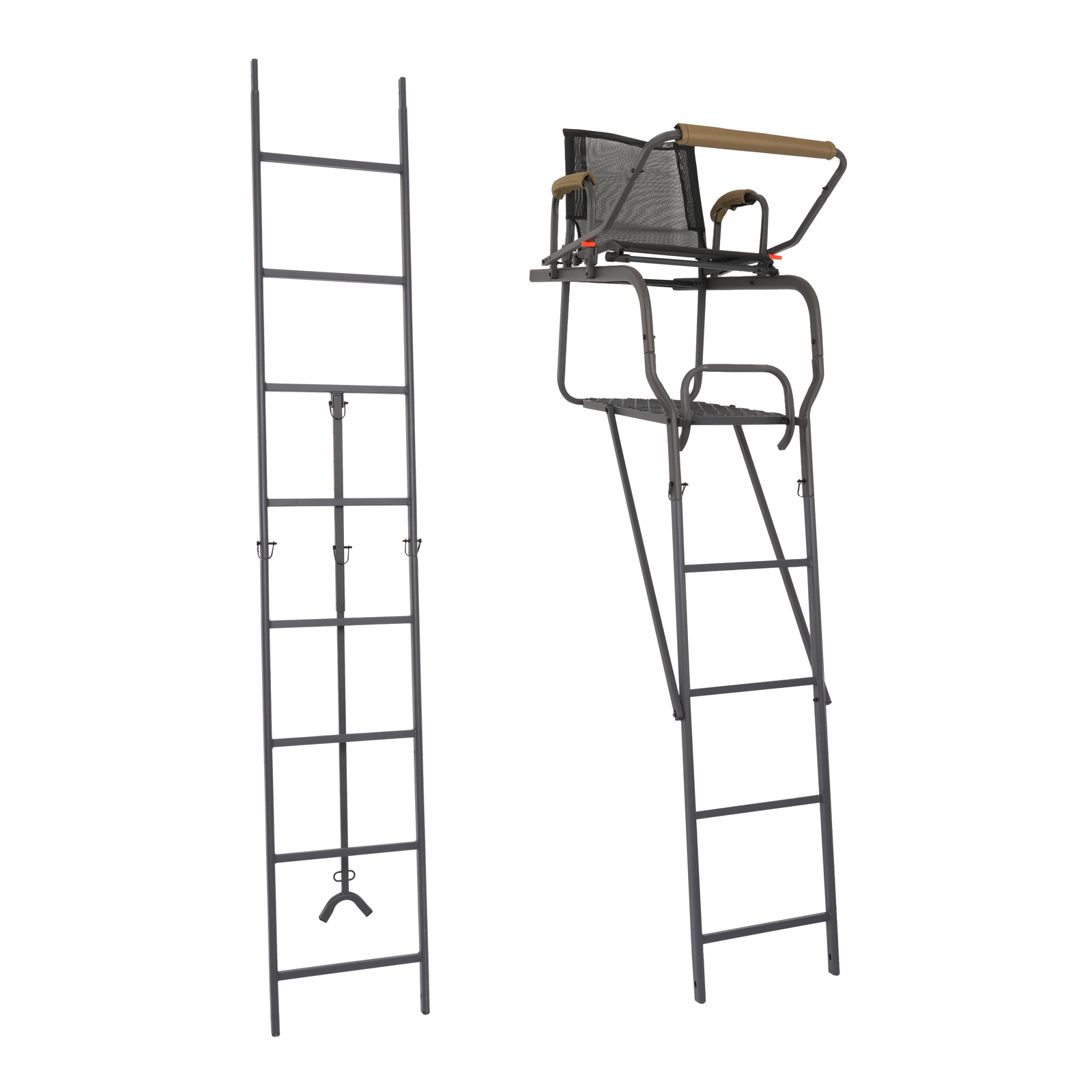 15.5' Steel Climbing Ladder Tree Stand Outdoor For Hunting&Mesh Seat Equipment