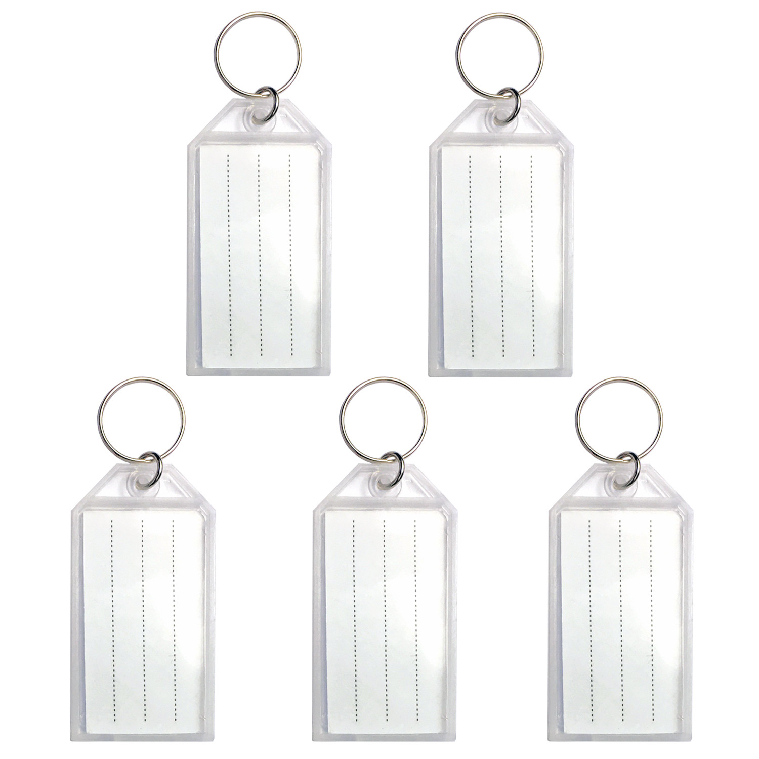 50pack Tough Plastic Key Tags w/ Split Ring Label Window Coded ID Luggage Tags