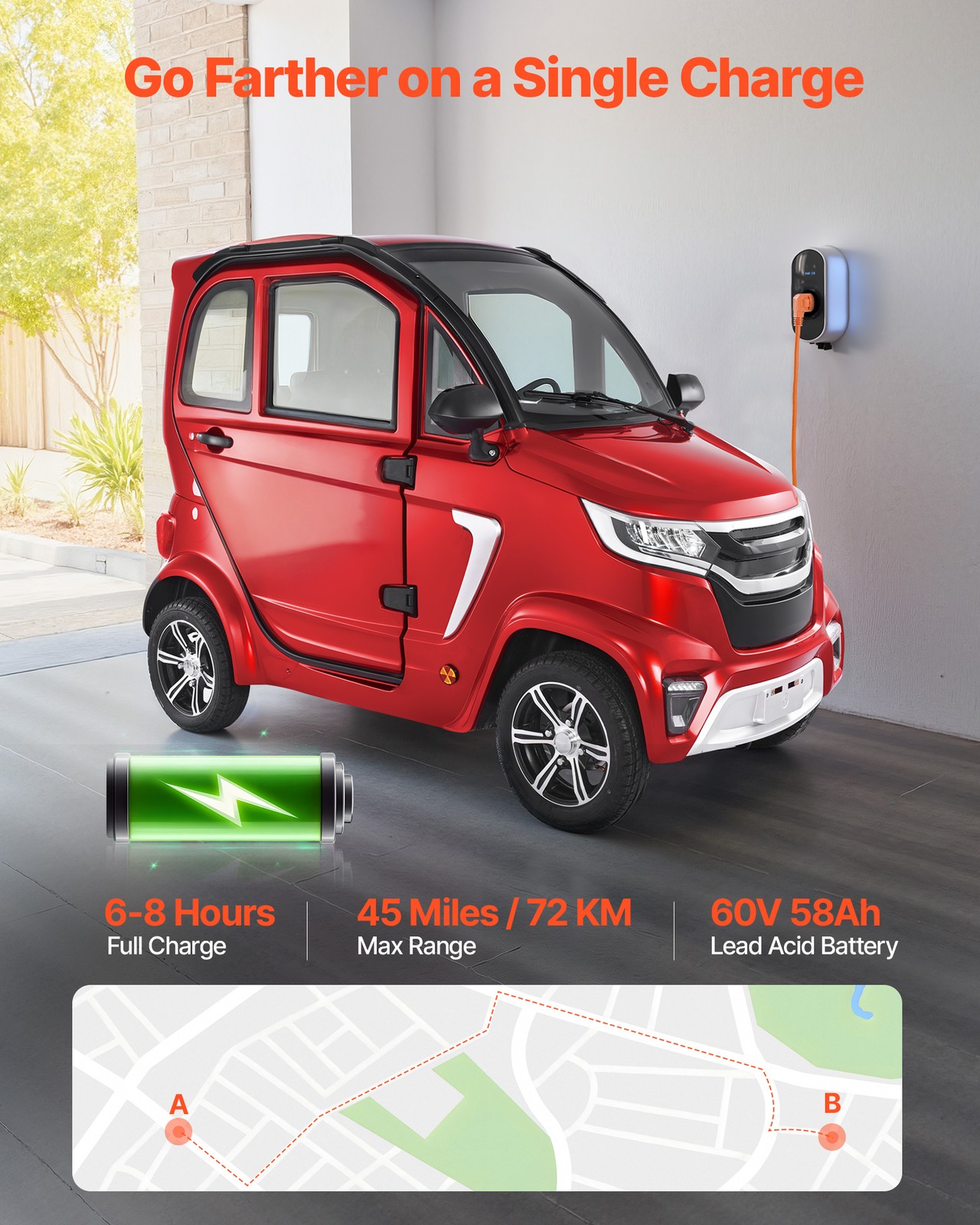 VEVOR 4-Wheel Enclosed Mobility Scooter for Seniors 660lbs Capacity 3-Seater