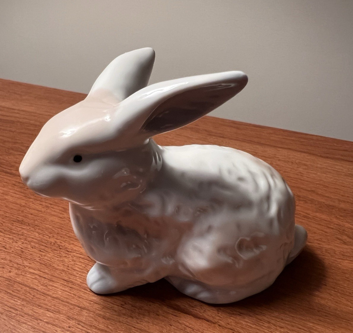 Vintage Set 3 Small Ceramic Bunnies w/ Brown and Blue Highlights Made in Japan