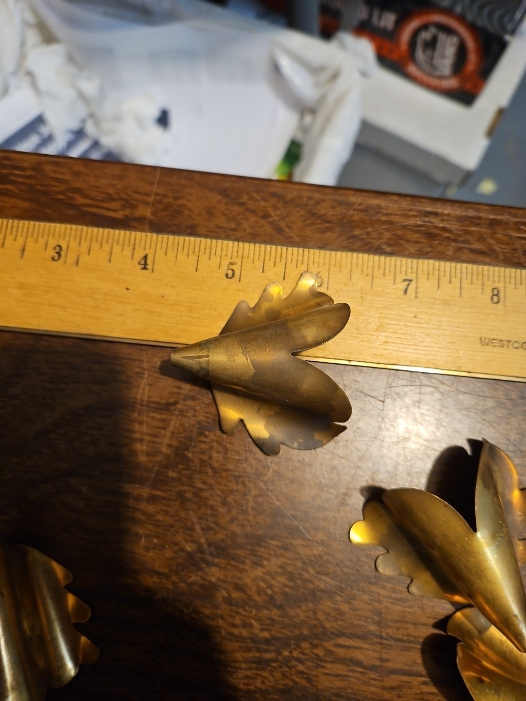 Lot Of 20 Wavy Fluted Leaf France Vintage 60s Brass Stampings Findings Jewelry