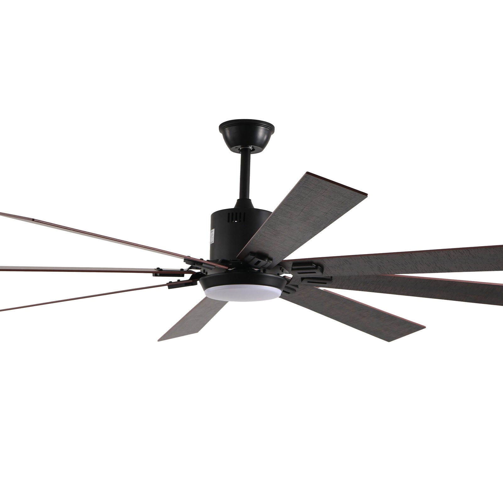 72 in Walnut Black Ceiling Fan with Light, Remote, Reversible Motor