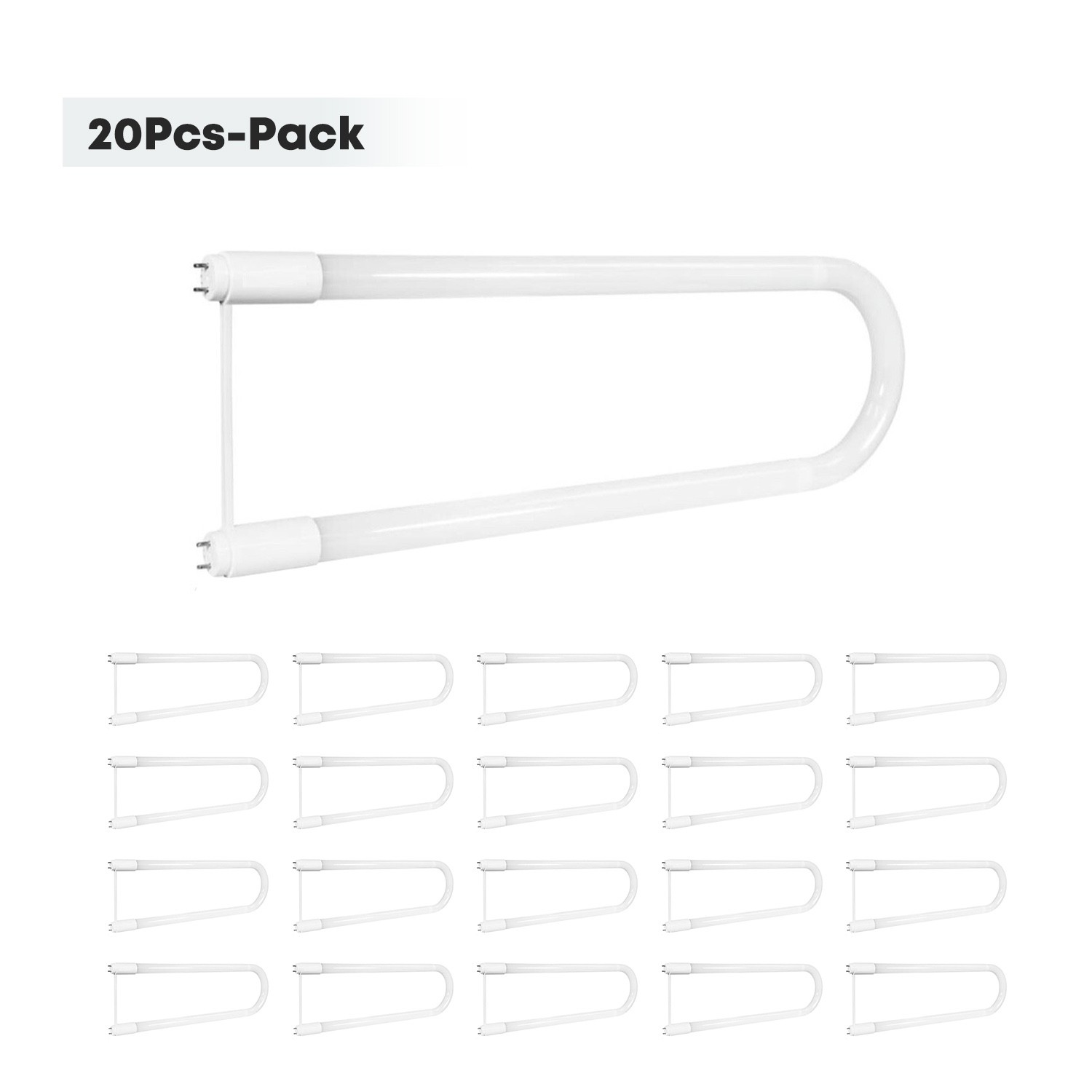 20pcs U Bend LED Tube Light T8 15W G13 1900 Lumens Direct or Ballast Bypass UL