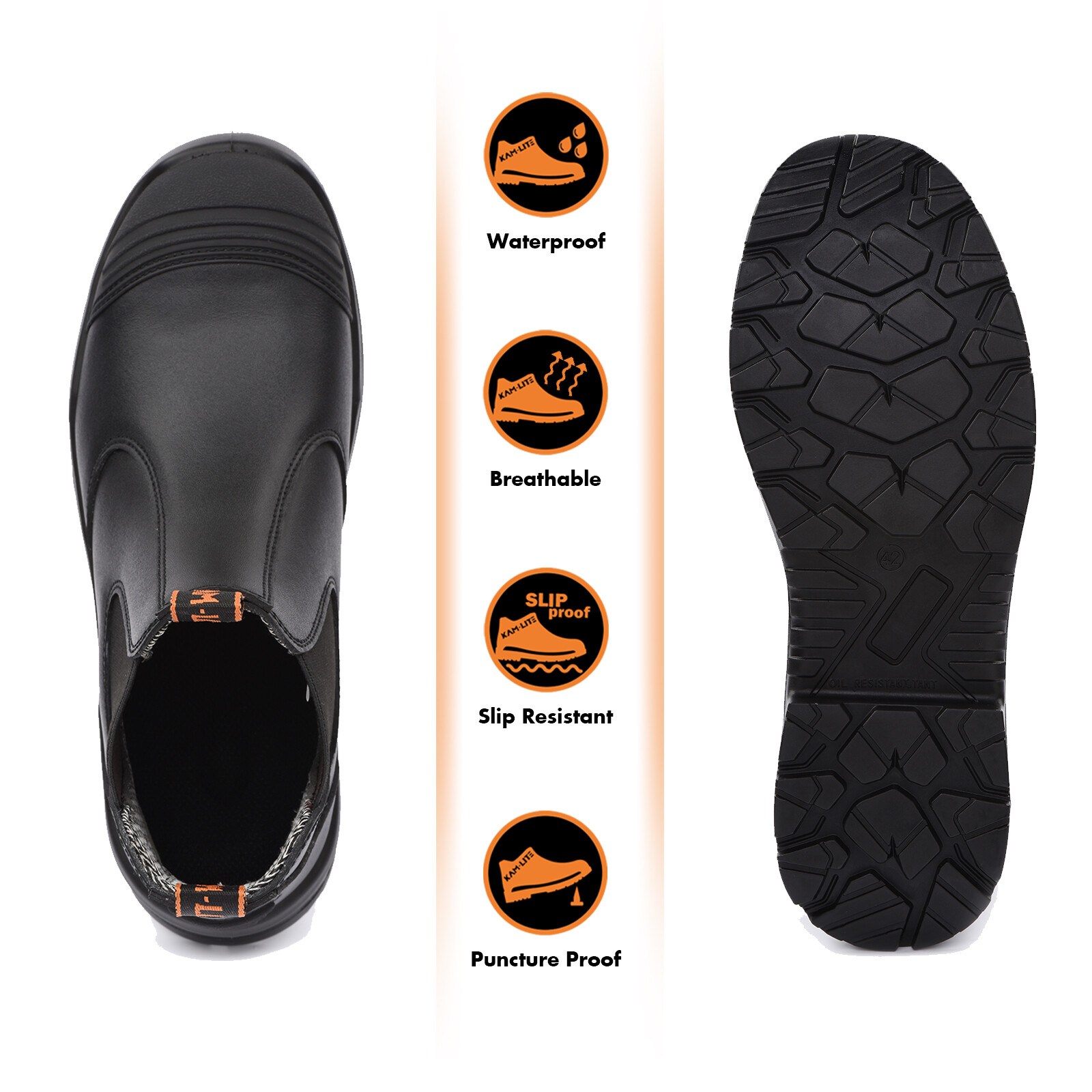 Work Boots for Men, Slip On Work Shoes, Steel Toe Cap Waterproof Safety Shoes